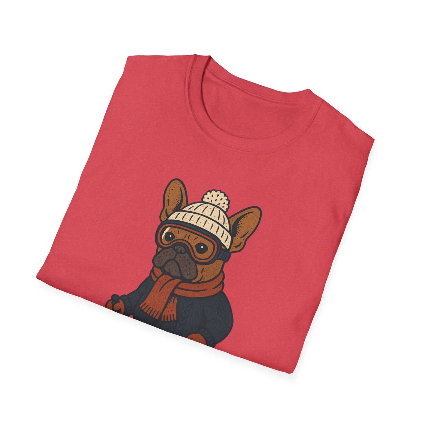 French Bulldog Skiing T-Shirt, Winter Frenchie Shirt, Ski Dog Graphic Tee, Cute Snow Dog Gift, Funny Frenchie Lover Shirt, Skiing Pup Tee