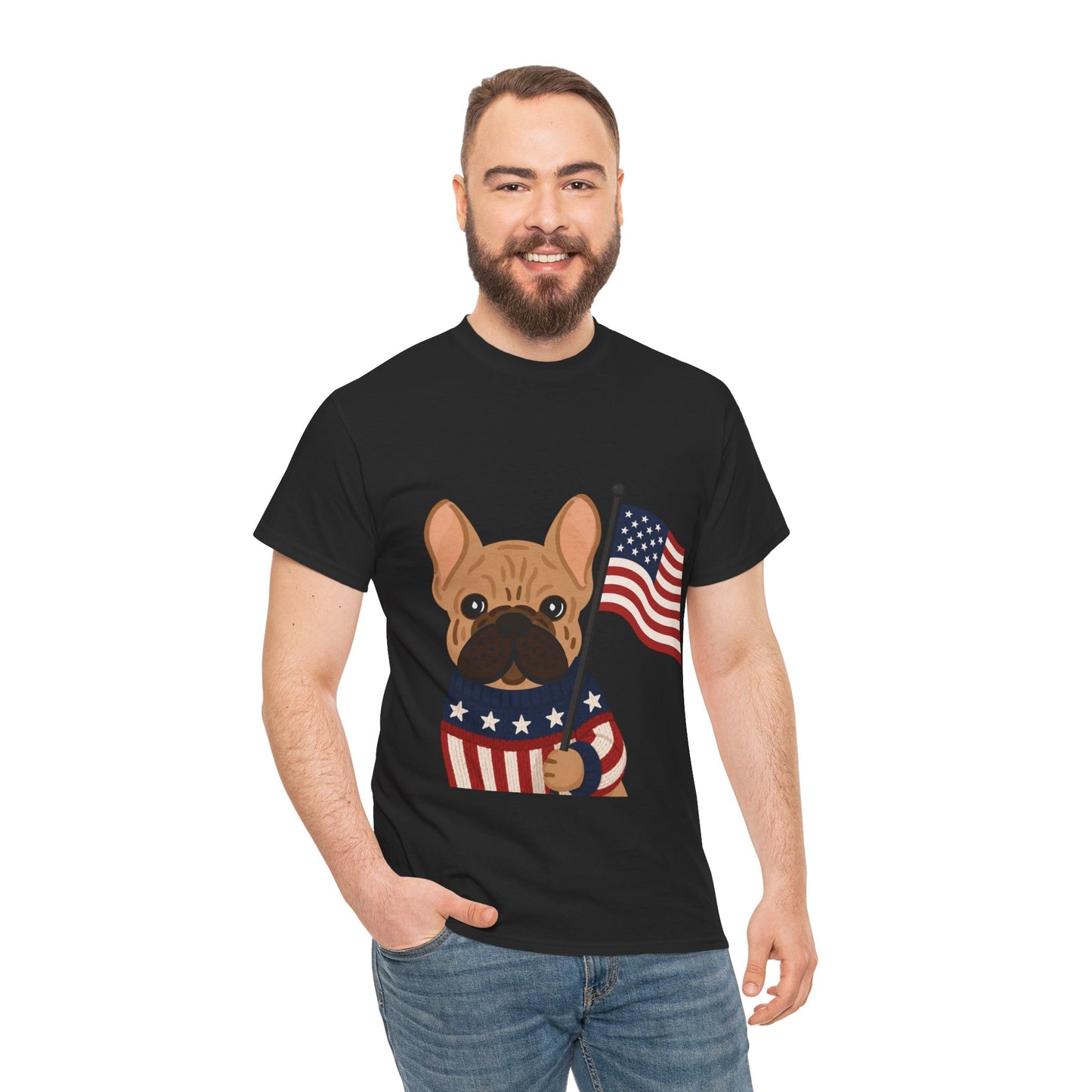 Patriotic French Bulldog Shirt, American Flag Frenchie Tee, Fourth of July Dog Lover Shirt, USA French Bulldog Gift, Patriotic Puppy Sweater Tee