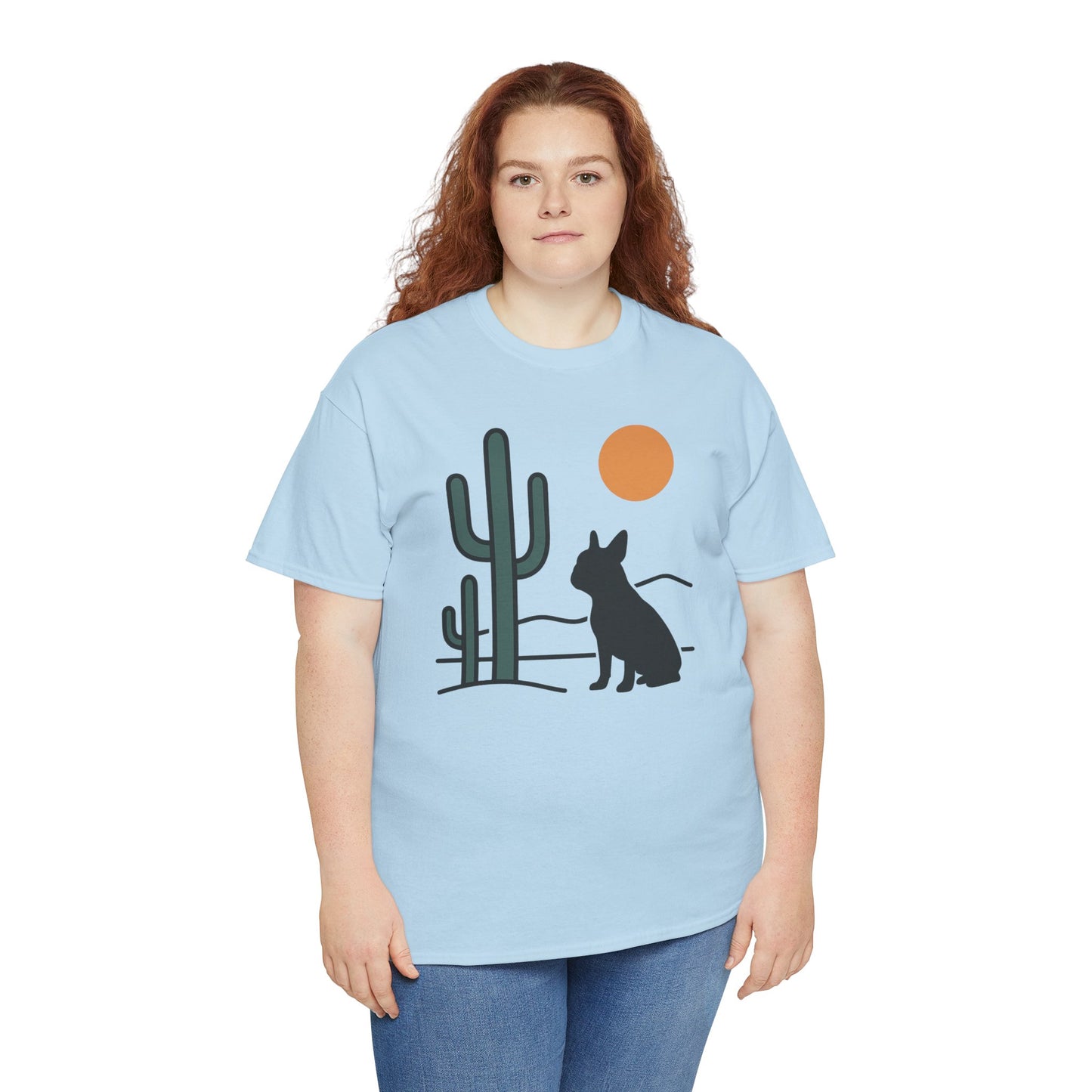 Desert Frenchie T-Shirt | Minimalist Cactus Dog Tee | French Bulldog Desert Sunset Shirt | Pet Lover Gift | Modern Graphic Dog Mom Tee