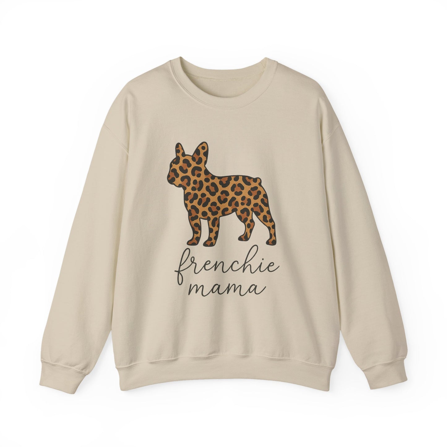 Frenchie Mama Leopard Print Sweatshirt | French Bulldog Mom Crewneck | Cheetah Print Frenchie Sweater | Dog Mom Gift | Cute Animal Print Pullover