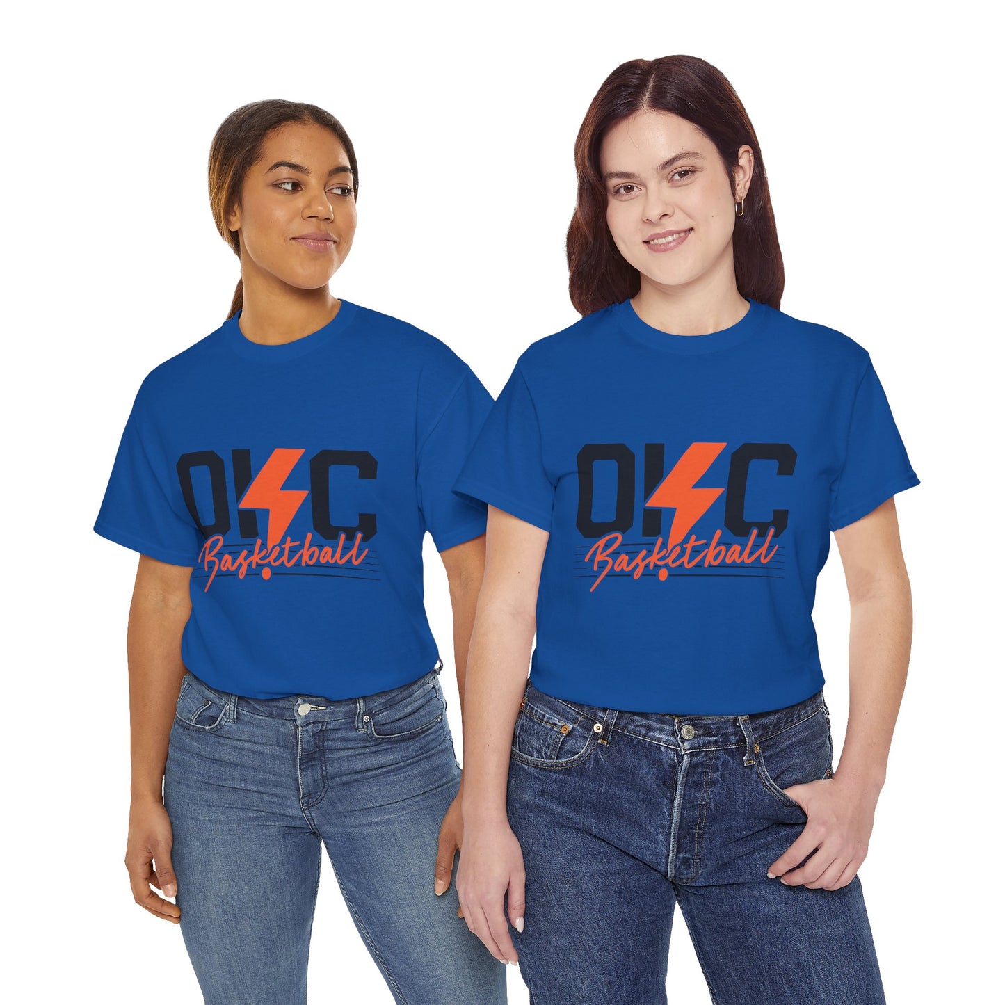 OKC Basketball Lightning Bolt Shirt • Retro Oklahoma City Hoops Tee • Blue & Orange Game Day T-Shirt • Local Basketball Fan Gift
