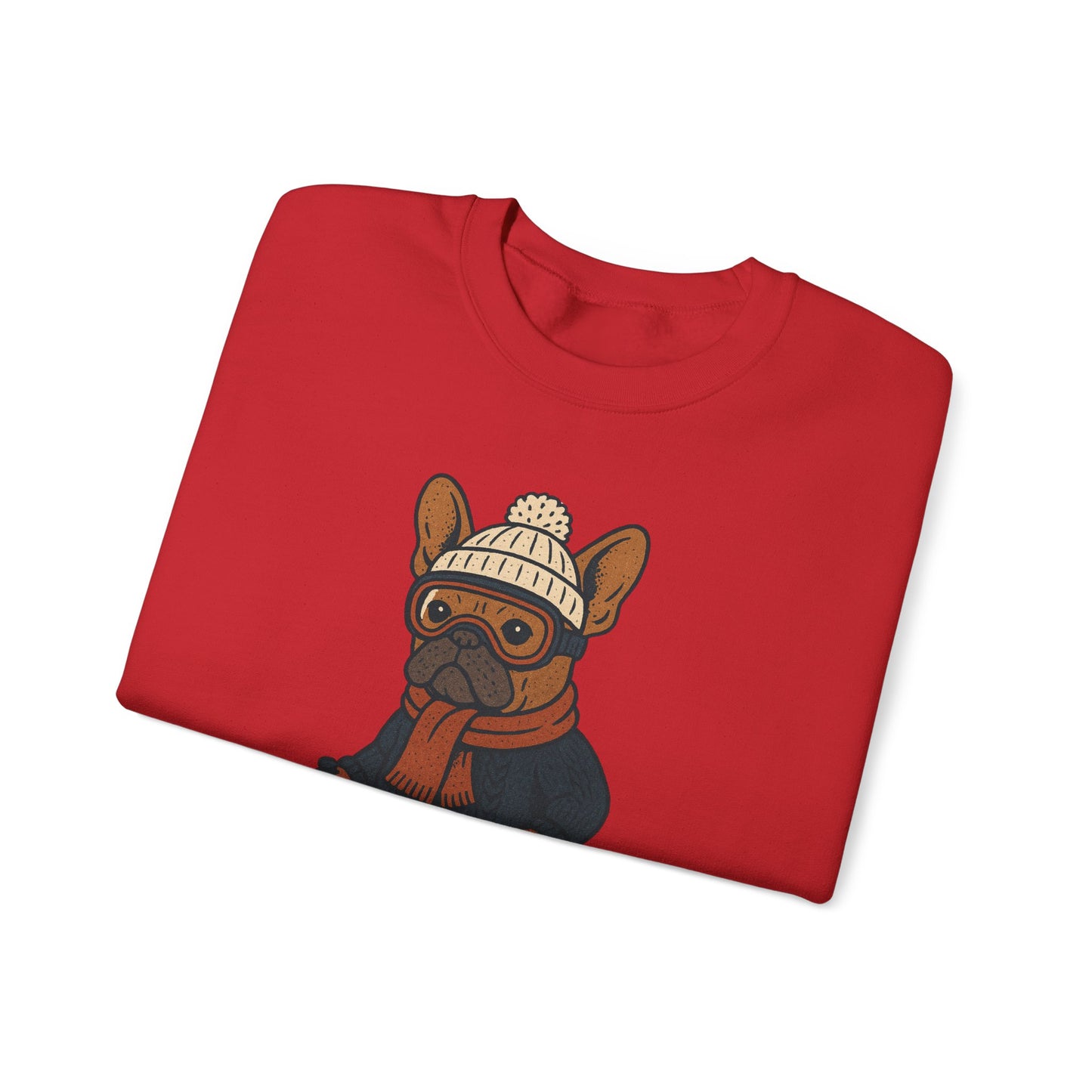 Skiing Frenchie Sweatshirt – Cute Winter French Bulldog Pullover, Cozy Ski Dog Sweater, Funny Dog Lover Gift, Winter Sports Bulldog Crewneck