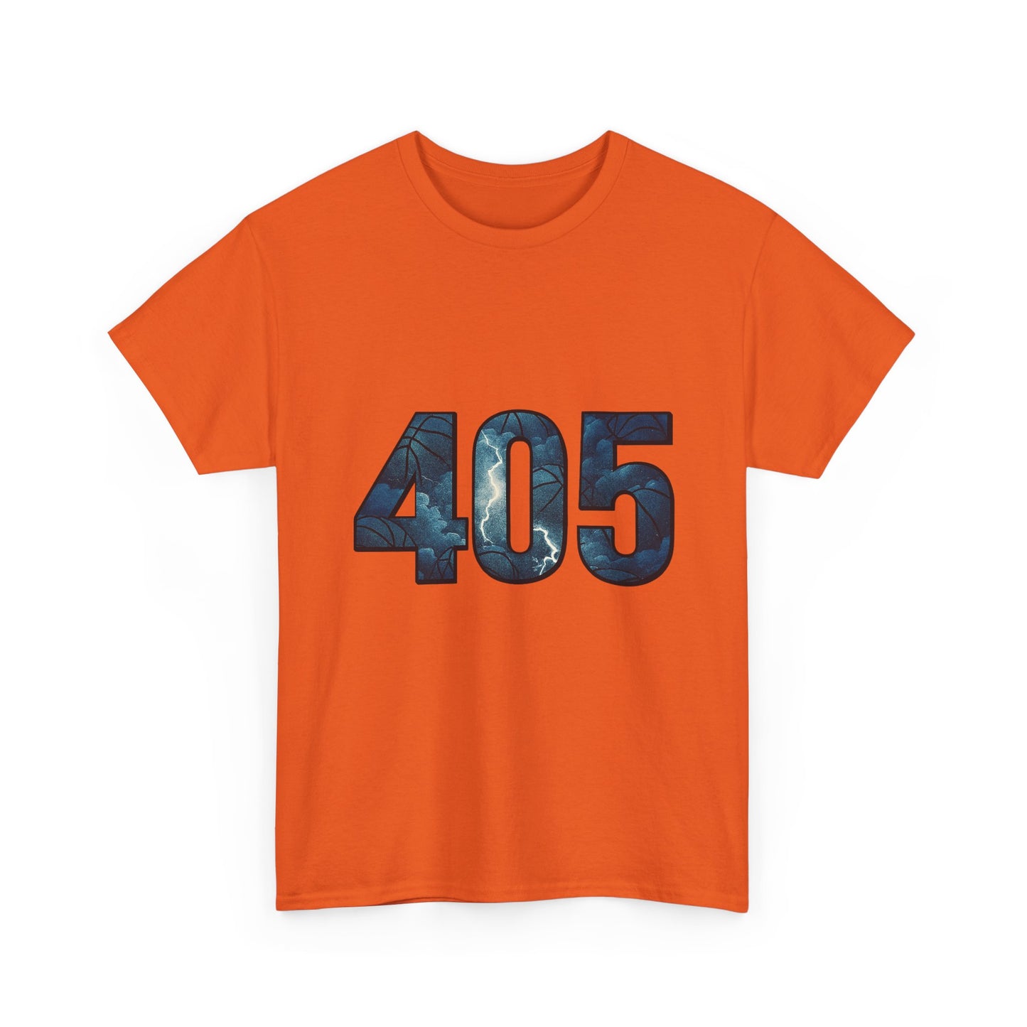 405 Thunder Lightning Tee | OKC Basketball Shirt | Oklahoma Area Code Shirt | Orange & Blue Thunder Fan Graphic Tee | Local Pride Shirt