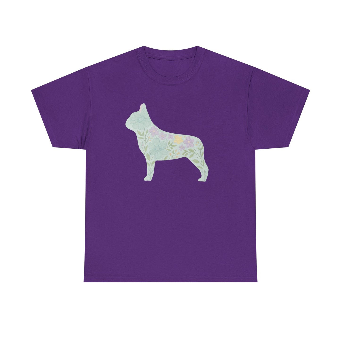 Floral French Bulldog T-Shirt | Pastel Dog Lover Tee | Soft Floral Frenchie Silhouette Shirt | Cute Gift for French Bulldog Moms
