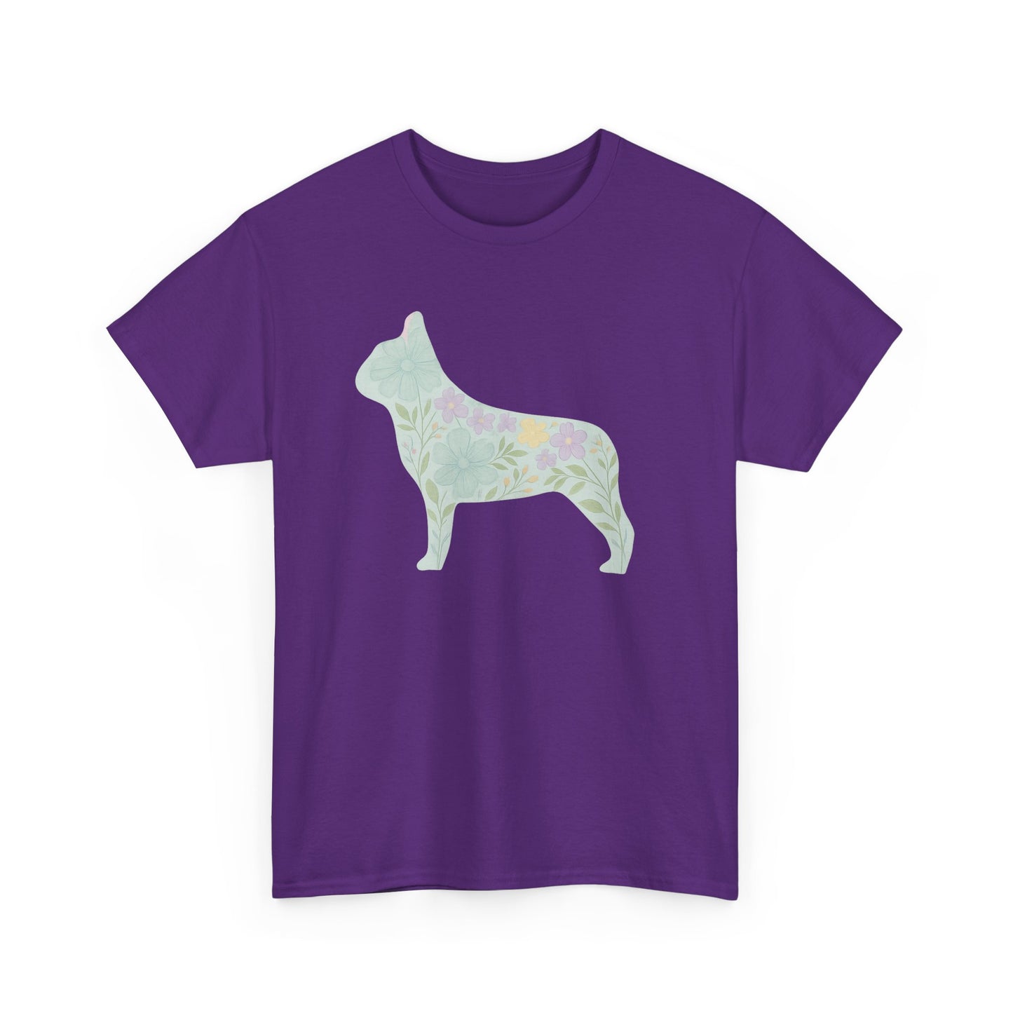 Floral French Bulldog T-Shirt | Pastel Dog Lover Tee | Soft Floral Frenchie Silhouette Shirt | Cute Gift for French Bulldog Moms