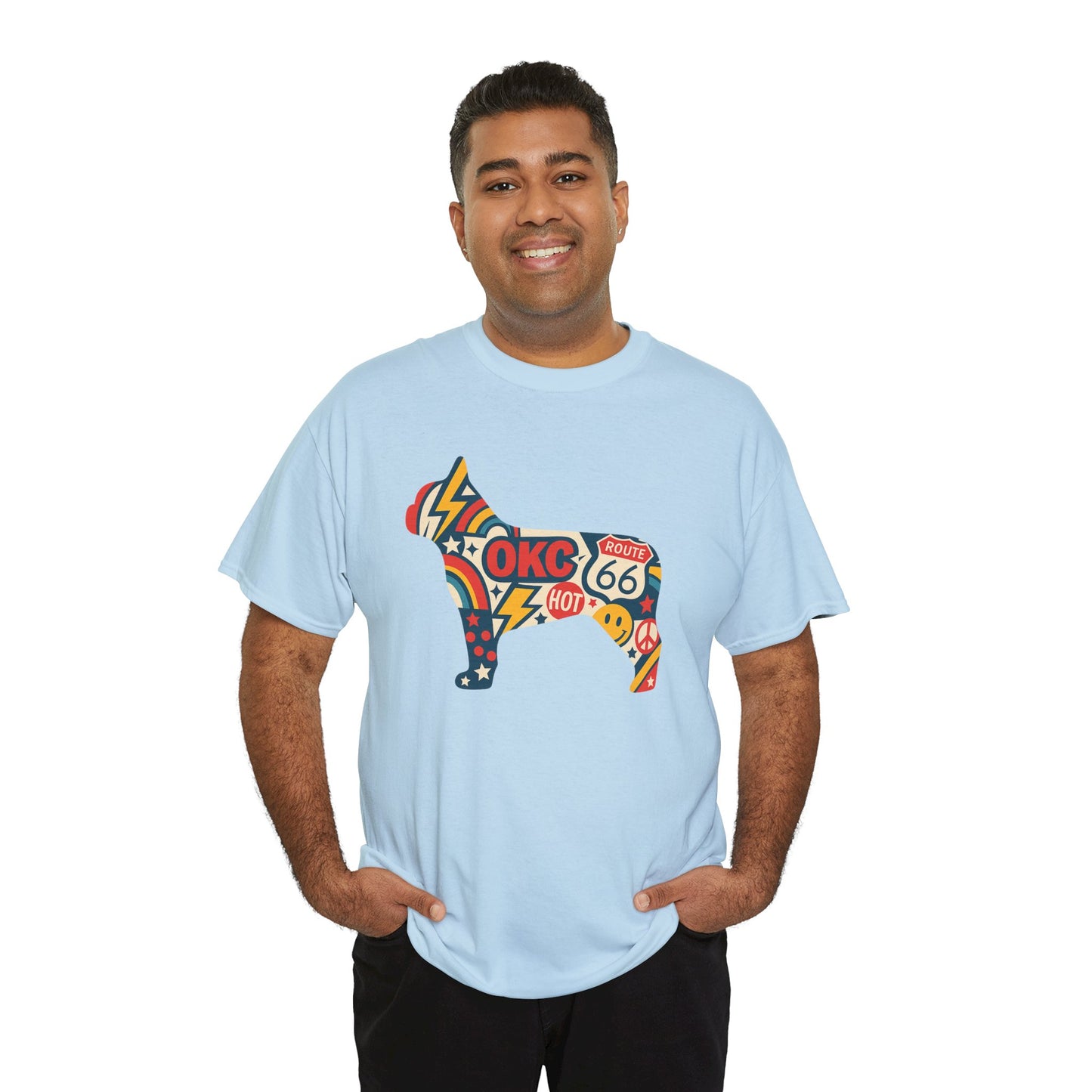 Oklahoma Route 66 French Bulldog T-Shirt | Retro OKC Frenchie Tee | Vintage Route 66 Dog Lover Shirt | Oklahoma Pride Gift for Frenchie Fans