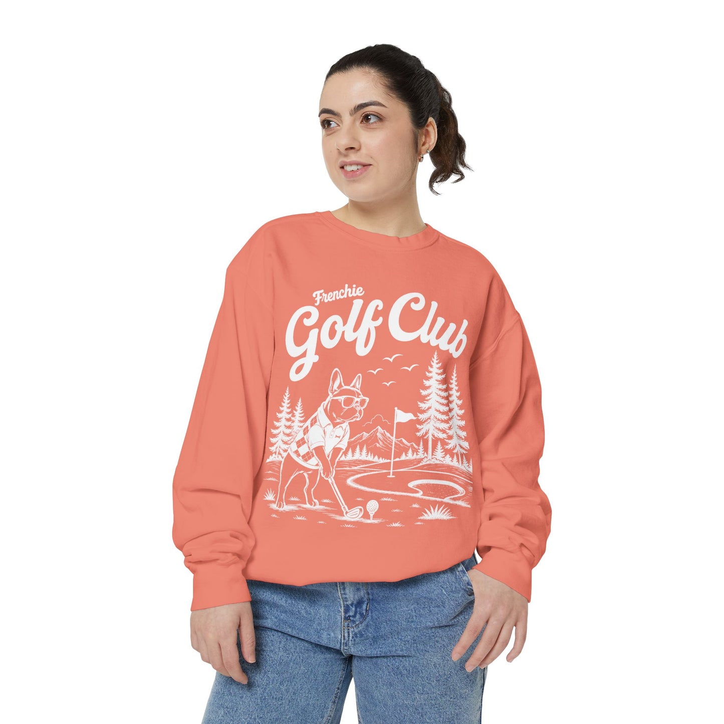 Frenchie Golf Club Sweatshirt, Golfing French Bulldog Crewneck, Golf Lover Dog Sweatshirt, Country Club Frenchie Gift, Vintage Golf Sweatshirt