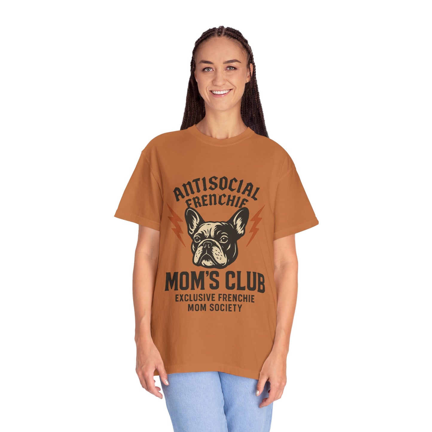 Antisocial Frenchie Mom’s Club Shirt – Retro French Bulldog Mom Tee, Funny Frenchie Lover Gift, Vintage Dog Mom Graphic T-Shirt