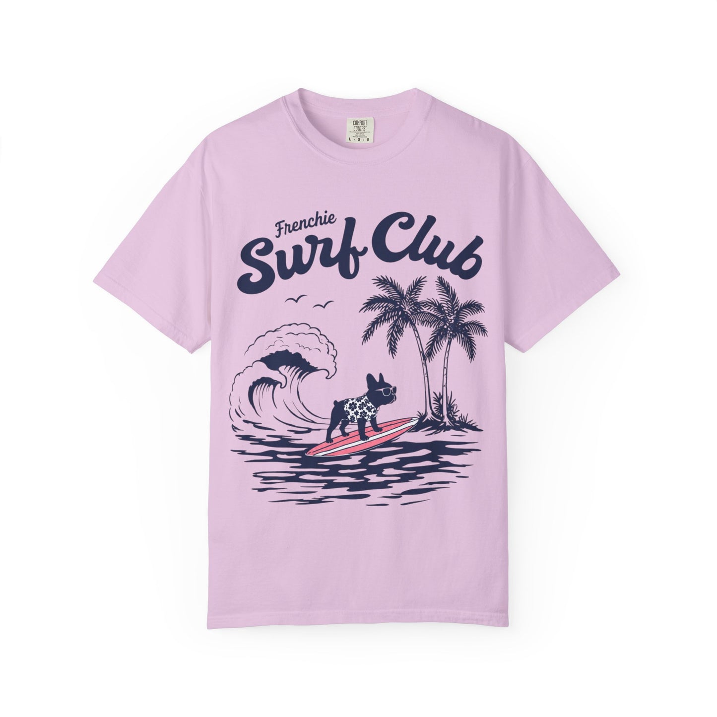 Frenchie Surf Club Shirt, Surfing French Bulldog Tee, Beach Frenchie Shirt, Summer Dog Lover Shirt, Coastal French Bulldog Gift