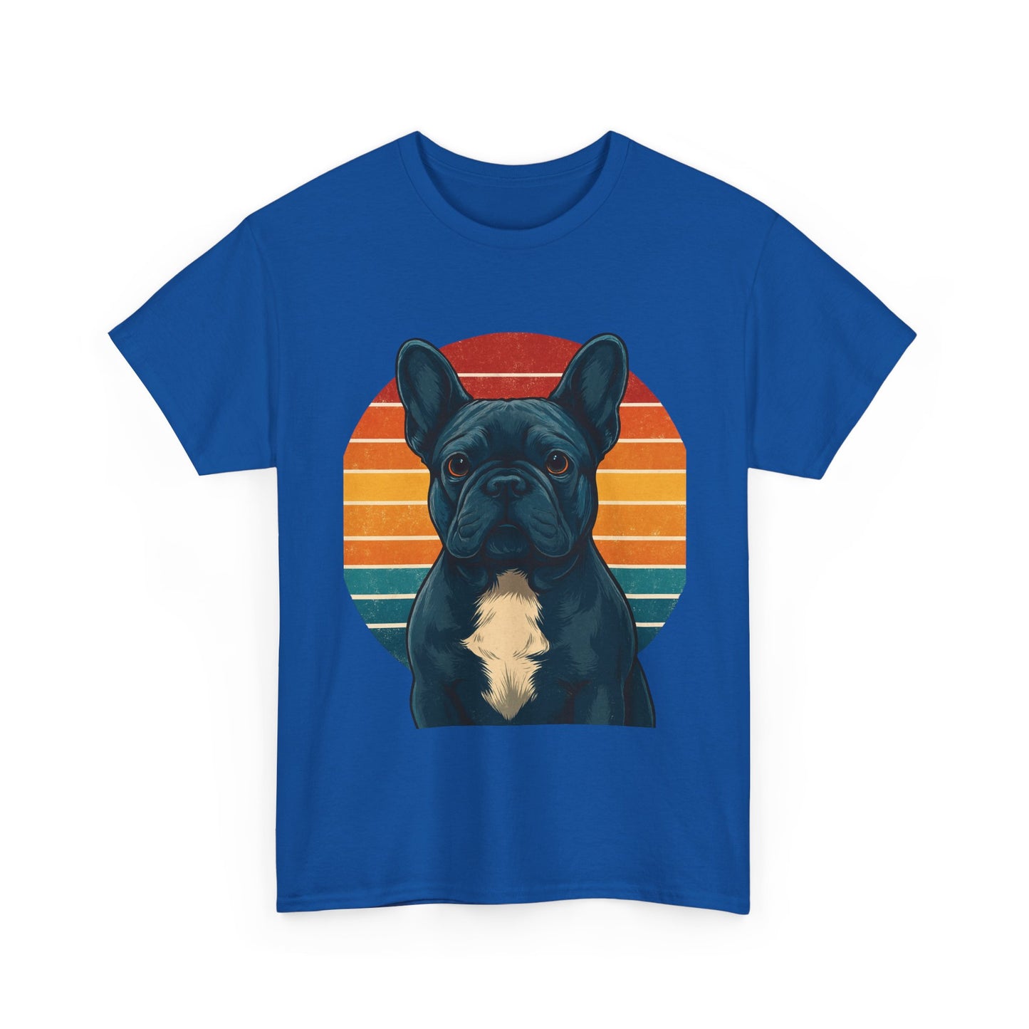 Retro Blue French Bulldog T-Shirt | Vintage Frenchie Dog Tee | 70s Sunset Graphic Shirt | Frenchie Lover Gift | Cute Pet Owner Apparel