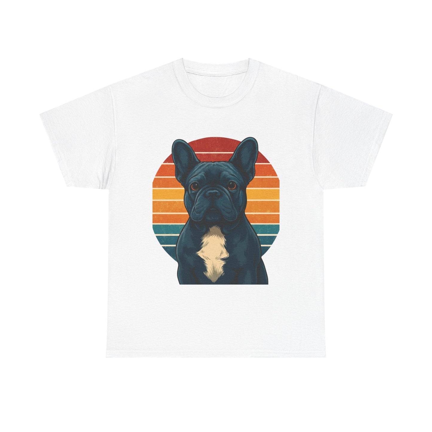 Retro Blue French Bulldog T-Shirt | Vintage Frenchie Dog Tee | 70s Sunset Graphic Shirt | Frenchie Lover Gift | Cute Pet Owner Apparel