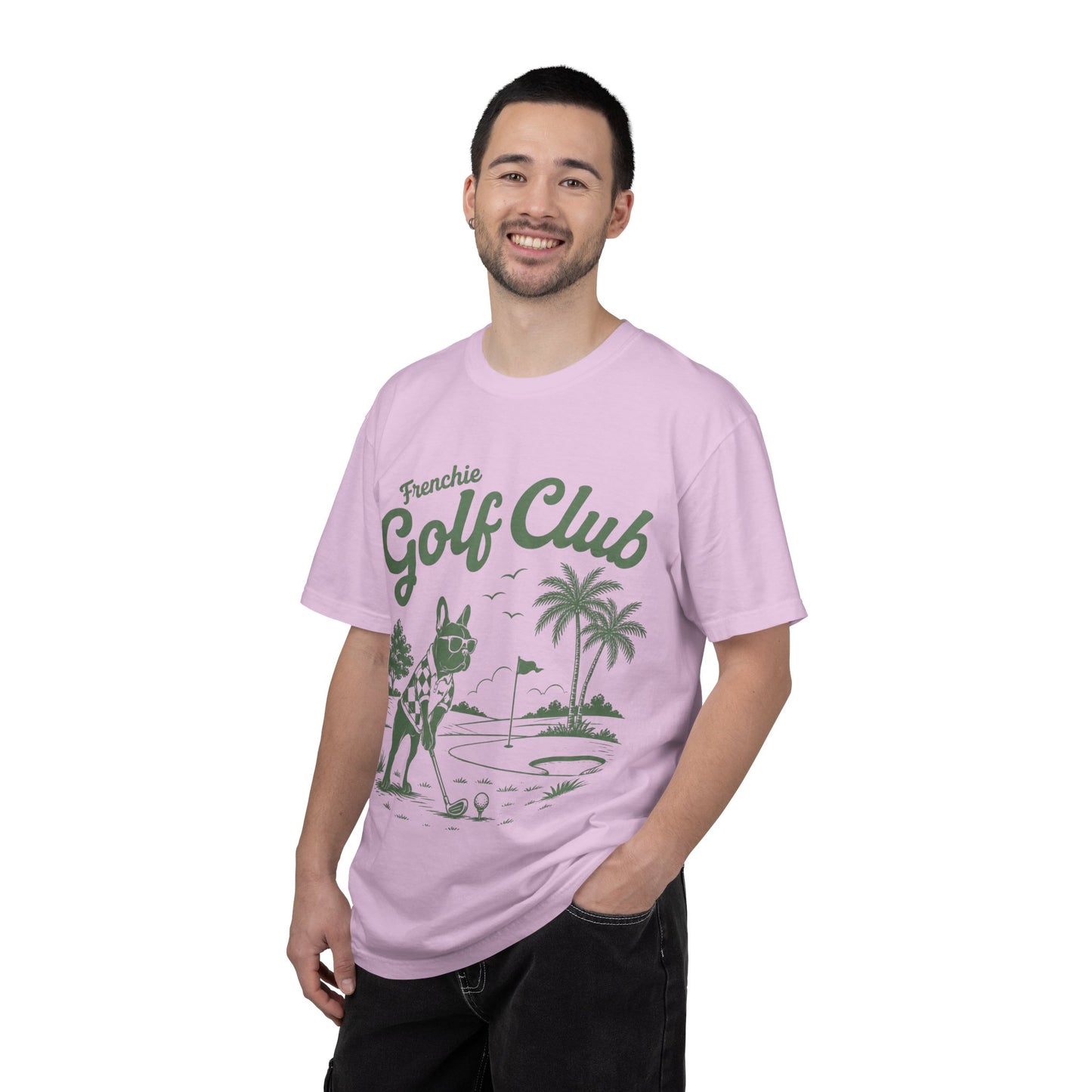 Golf Club T-Shirt — 'Frenchie Golf Club' Graphic Tee for Dog & Golf Lovers