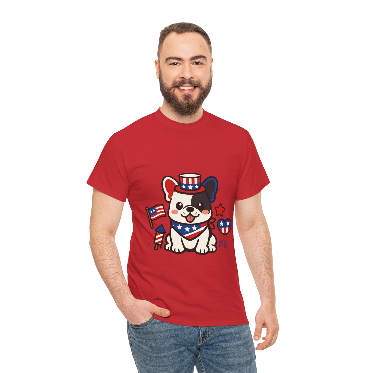 Cute Patriotic French Bulldog Shirt, Kawaii frenchie Fourth of July Tee, American Flag Puppy Shirt, USA Dog Lover Gift, Patriotic Frenchie