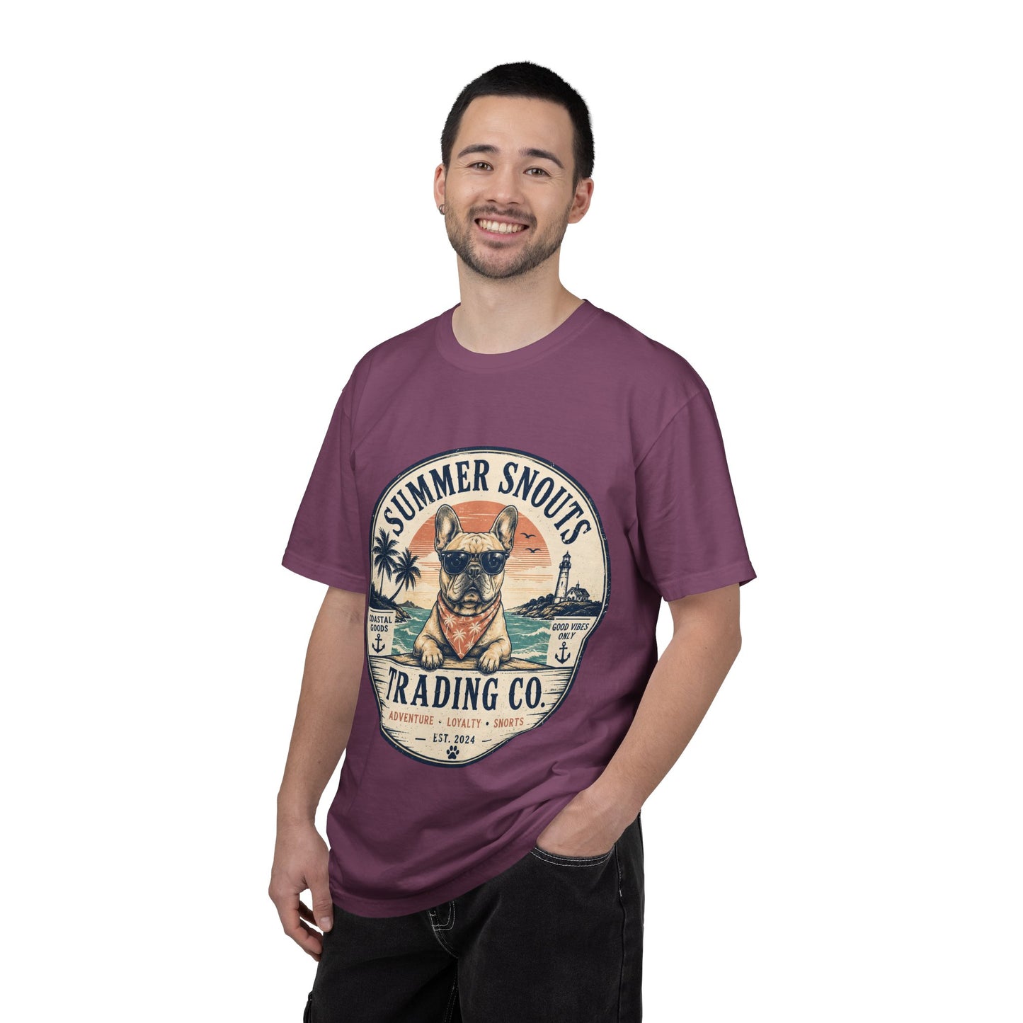Summer Snouts Trading Co. T-Shirt — Vintage Beach French Bulldog Graphic Tee