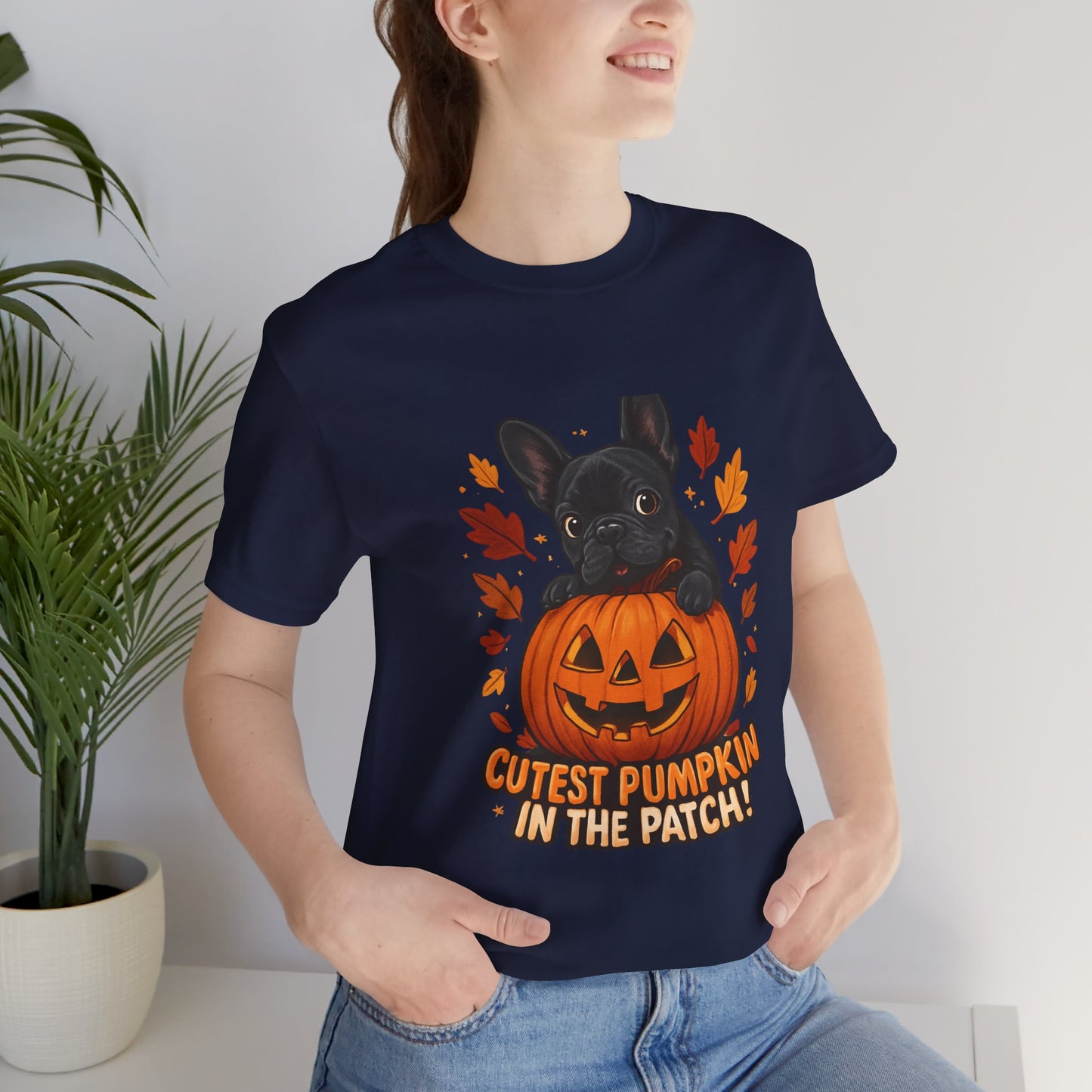 Cutest Pumpkin in the Patch Frenchie T-Shirt | Halloween Dog Lover Tee | Fall French Bulldog Shirt | Cute Pumpkin Patch Graphic Tee