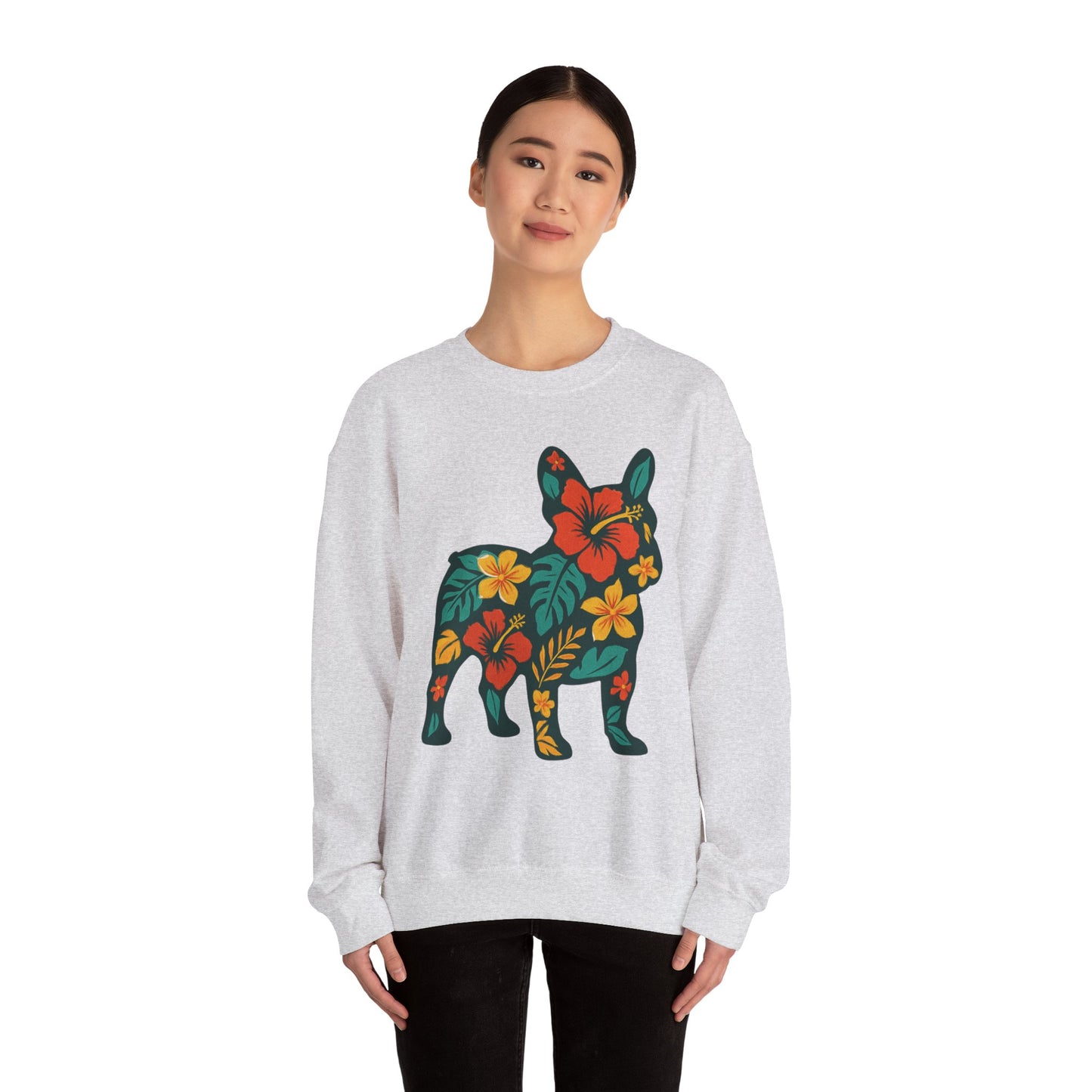 Hawaiian French Bulldog Sweatshirt | Tropical Floral Frenchie Sweater | Summer Dog Lover Gift | Cute Floral Frenchie Pullover