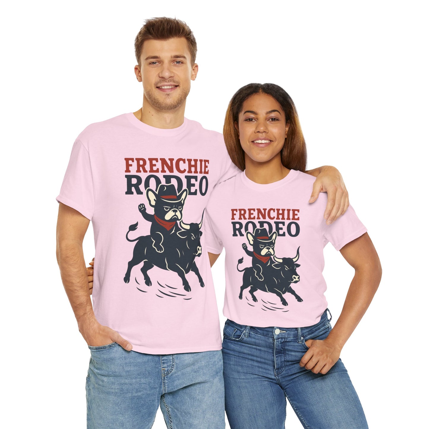 Frenchie Rodeo T-Shirt | Cowboy French Bulldog Graphic Tee | Funny Western Dog Lover Shirt | Frenchie Bull Rider Gift | Rodeo Style Tee