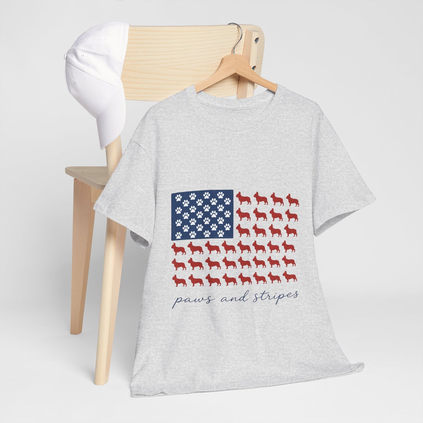 Paws and Stripes Shirt, Patriotic French Bulldog Tee, Frenchie American Flag Shirt, 4th of July Dog Lover Gift, USA Frenchie Tee