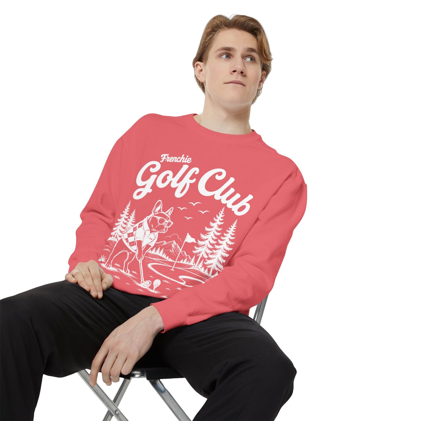 Frenchie Golf Club Sweatshirt, Golfing French Bulldog Crewneck, Golf Lover Dog Sweatshirt, Country Club Frenchie Gift, Vintage Golf Sweatshirt