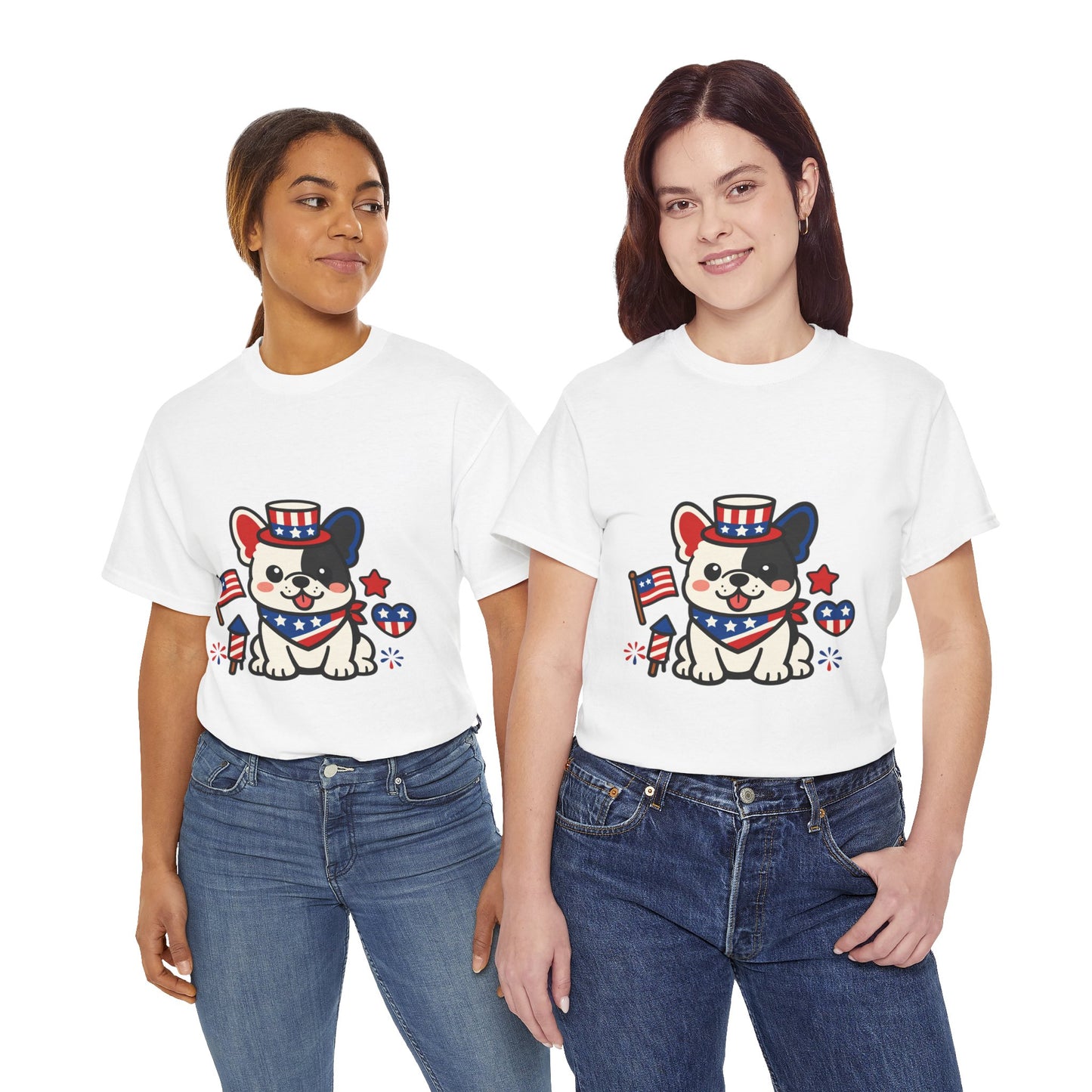 Cute Patriotic French Bulldog Shirt, Kawaii frenchie Fourth of July Tee, American Flag Puppy Shirt, USA Dog Lover Gift, Patriotic Frenchie