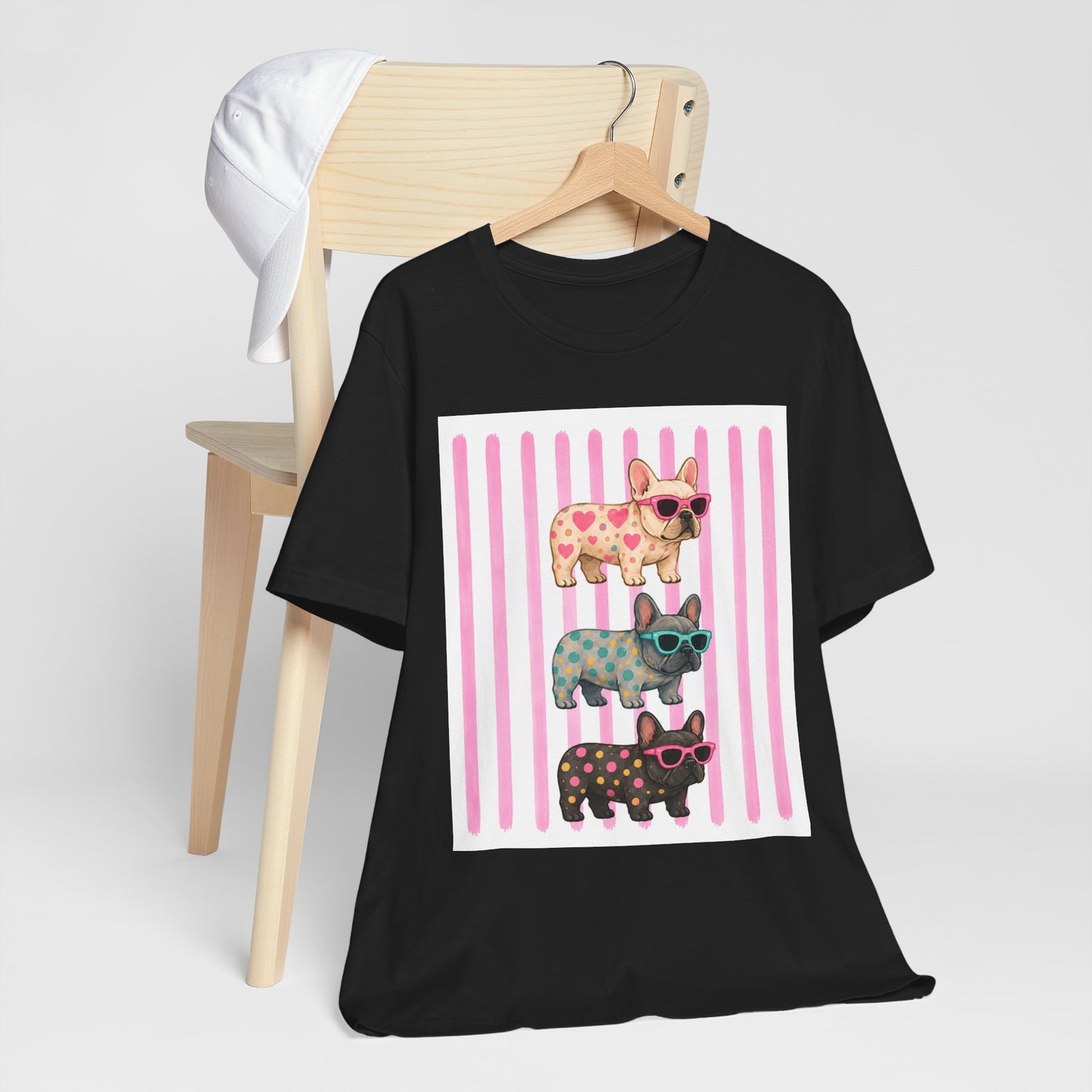 Cute French Bulldog Shirt, Pink Frenchie Sunglasses Tee, Colorful Frenchie Graphic Shirt, Dog Mom Gift, French Bulldog Lover T-Shirt