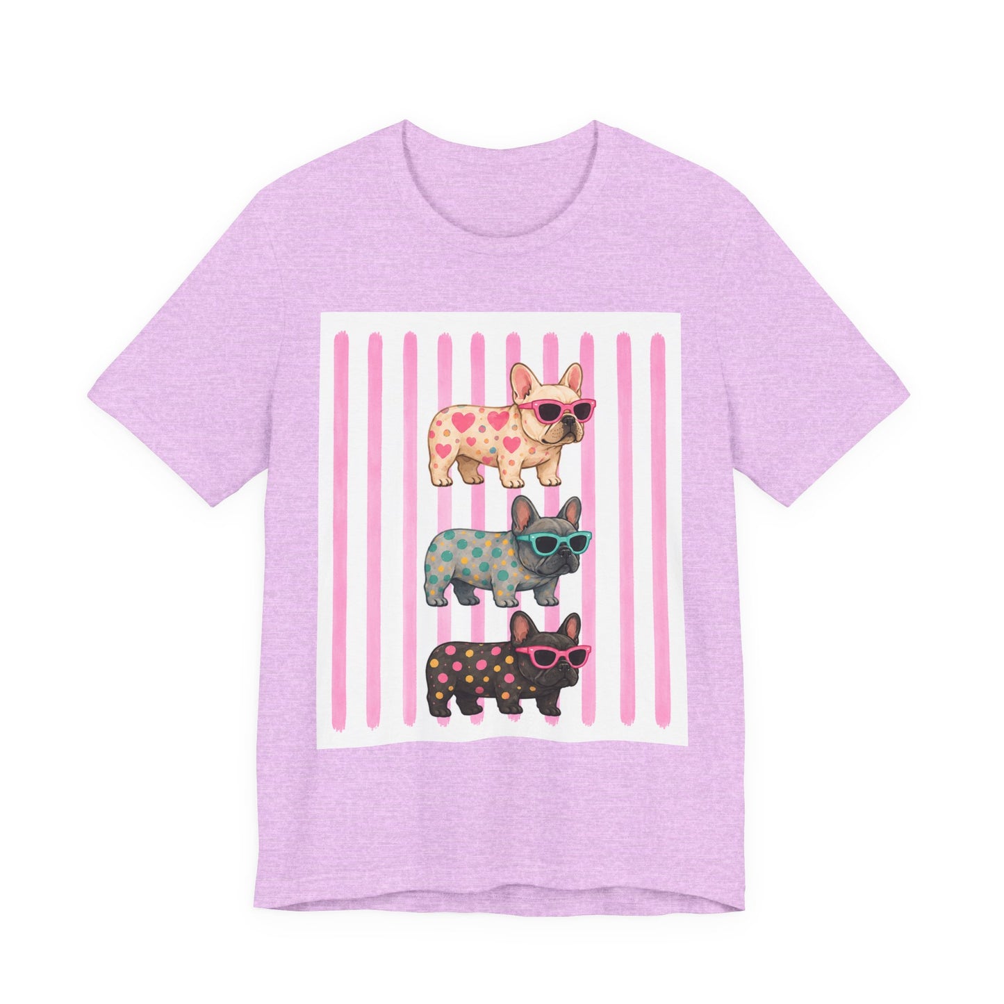 Cute French Bulldog Shirt, Pink Frenchie Sunglasses Tee, Colorful Frenchie Graphic Shirt, Dog Mom Gift, French Bulldog Lover T-Shirt