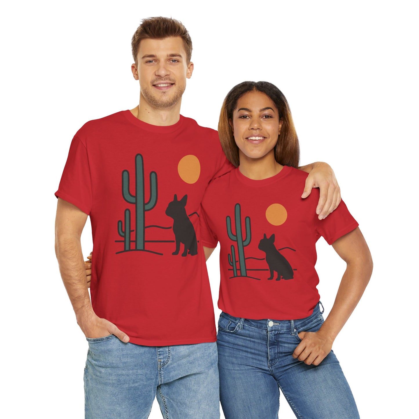 Desert Frenchie T-Shirt | Minimalist Cactus Dog Tee | French Bulldog Desert Sunset Shirt | Pet Lover Gift | Modern Graphic Dog Mom Tee