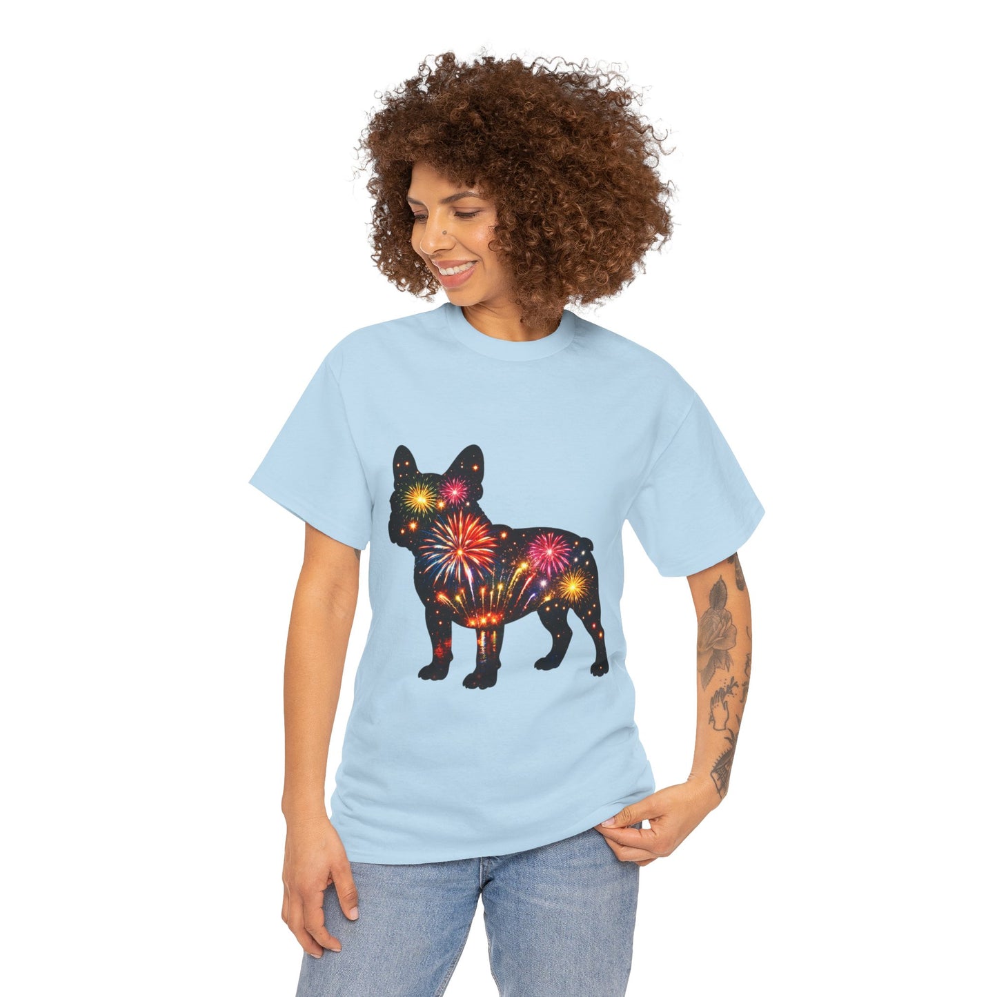 Patriotic French Bulldog Shirt, Fireworks Frenchie Tee, Fourth of July Dog Lover Shirt, Independence Day French Bulldog Gift, USA Dog Tee