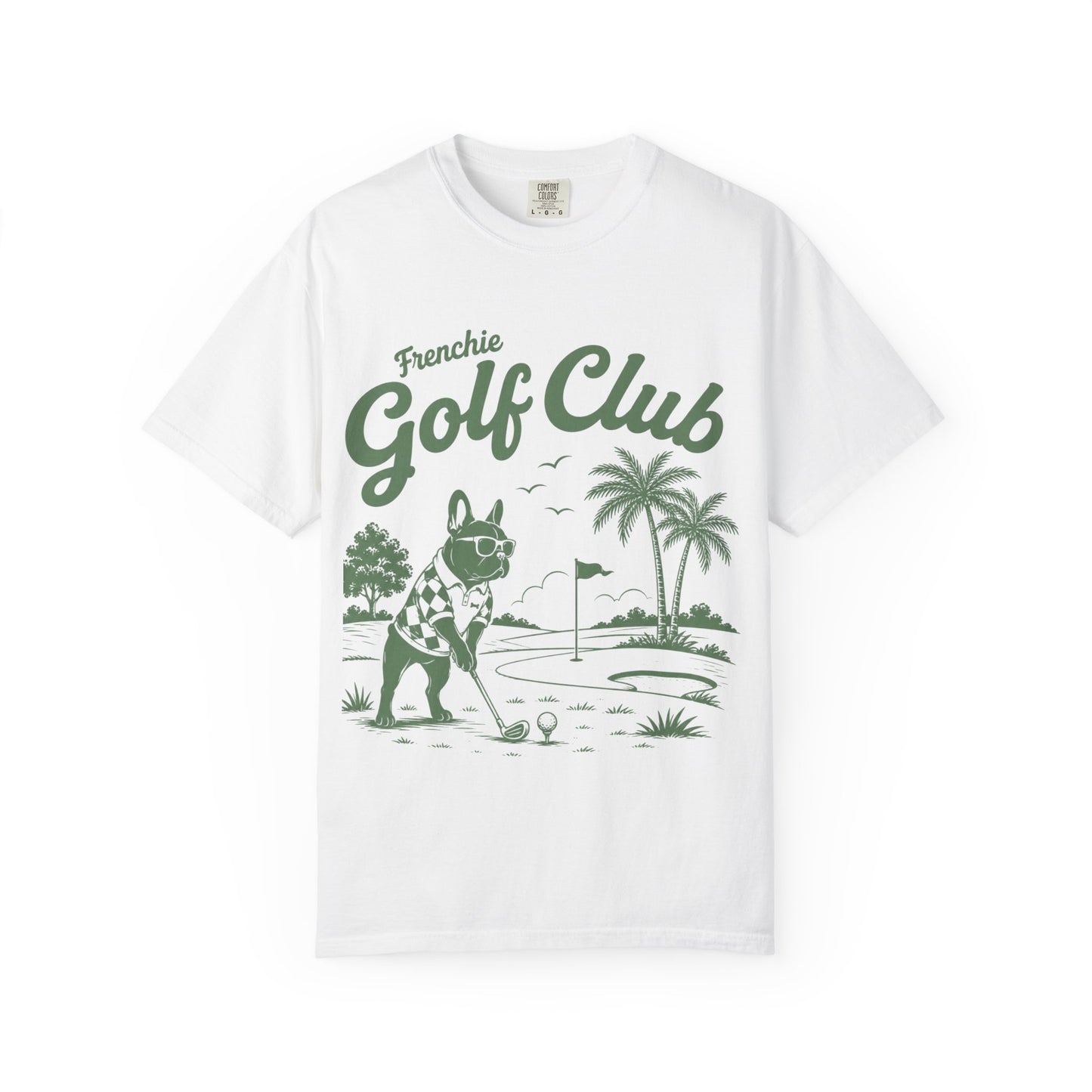 Golf Club T-Shirt — 'Frenchie Golf Club' Graphic Tee for Dog & Golf Lovers