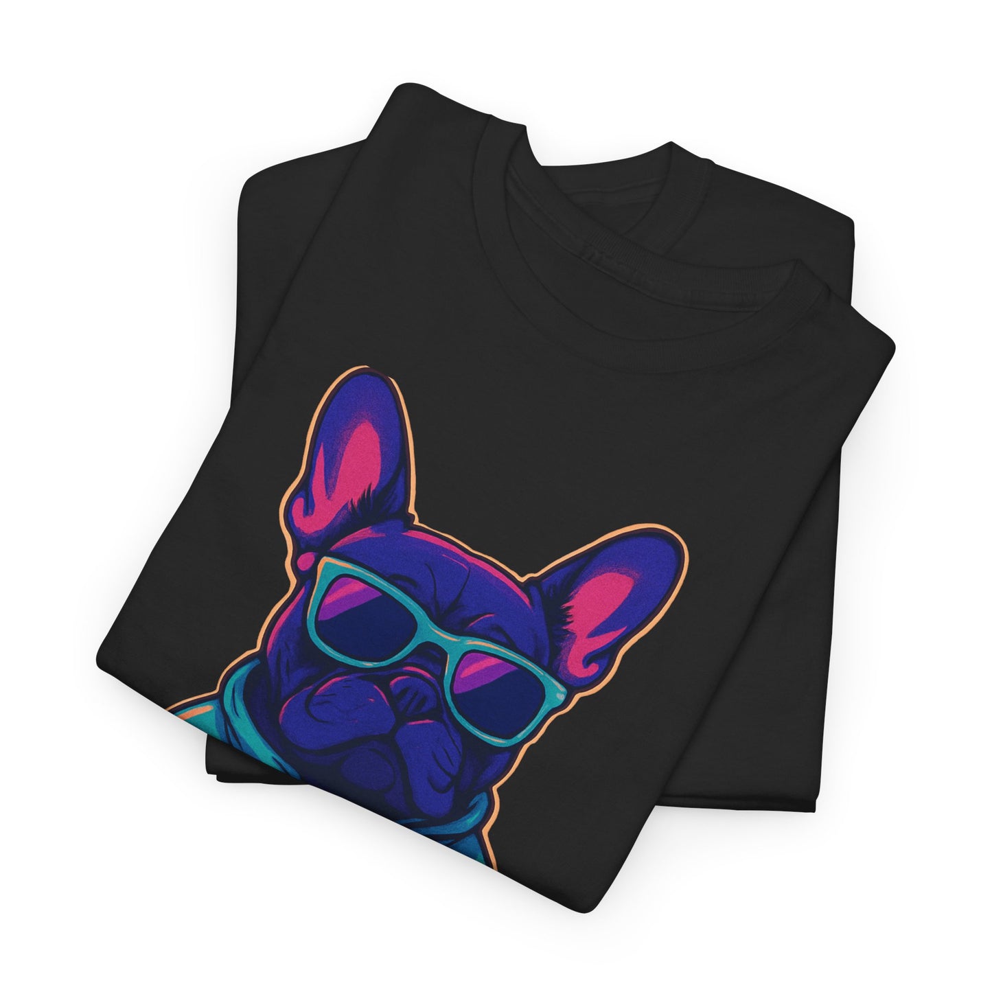 Vaporwave Frenchie T-Shirt | Retro Neon Dog Graphic | 80s Style French Bulldog Tee | Colorful Streetwear Gift for Dog Lovers | Cool Pet Apparel