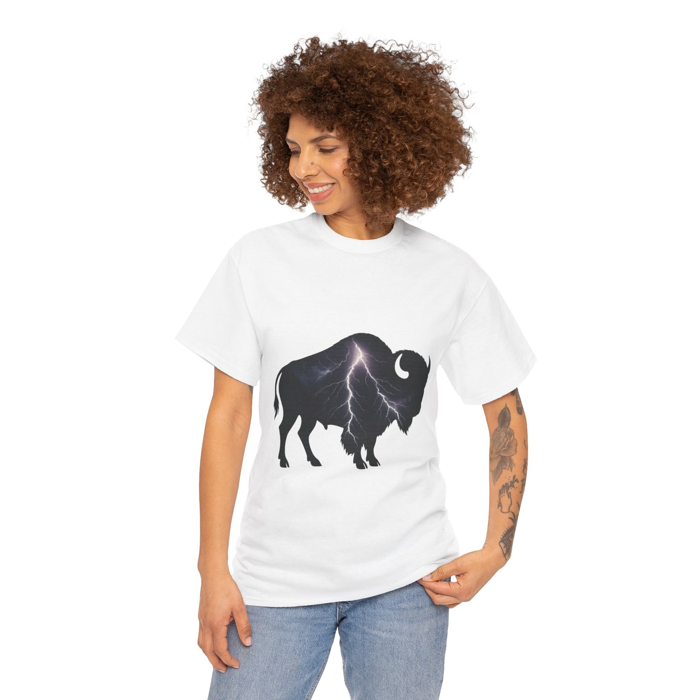 Lightning Bison T-Shirt – Oklahoma City Thunder-Inspired Tee, Electric Bison Graphic Shirt, OKC Basketball Fan Apparel