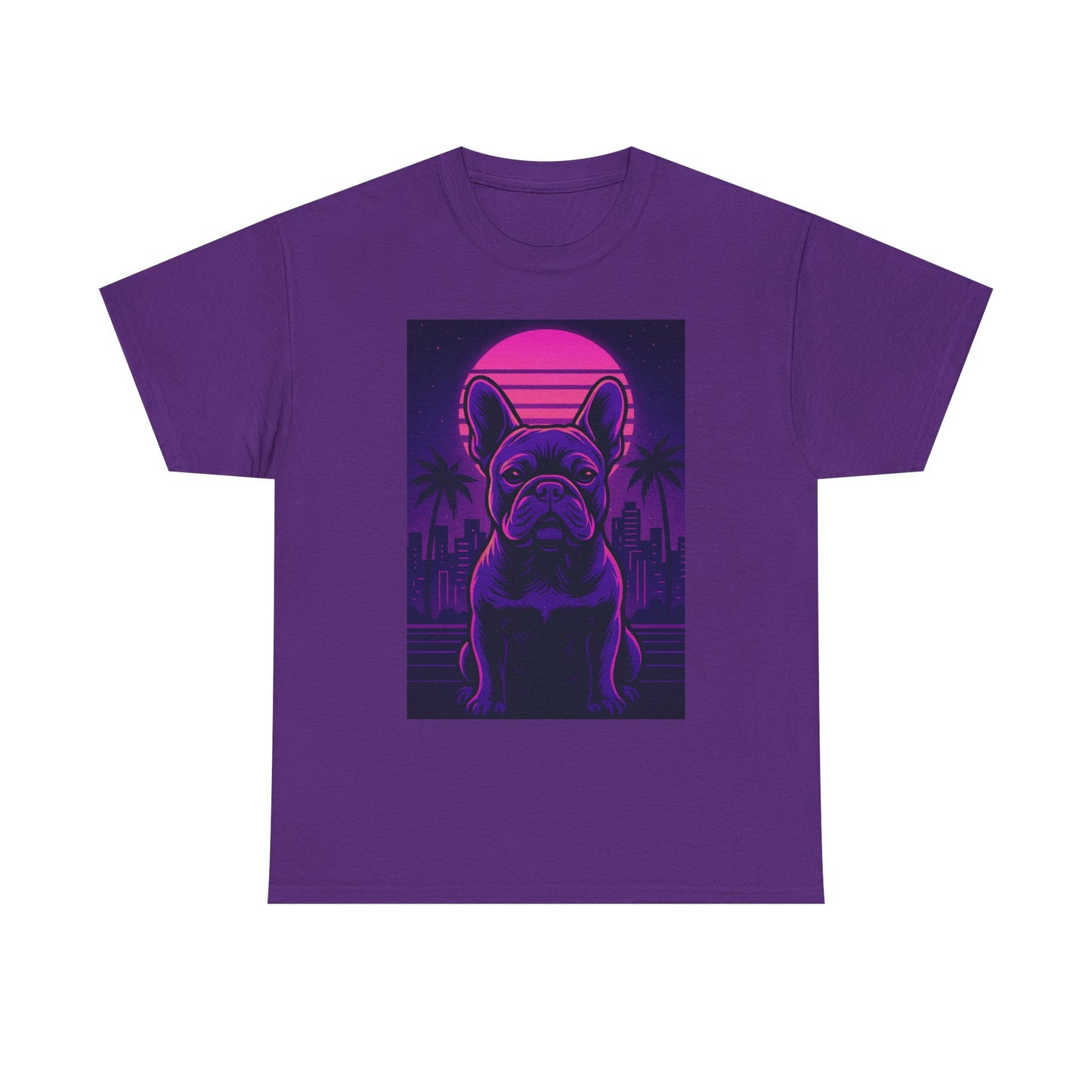 Vaporwave French Bulldog T-Shirt | Retro Neon Dog Tee | 80s Aesthetic Frenchie Shirt | Synthwave Graphic Tee | Cool Gift for Pet Lovers