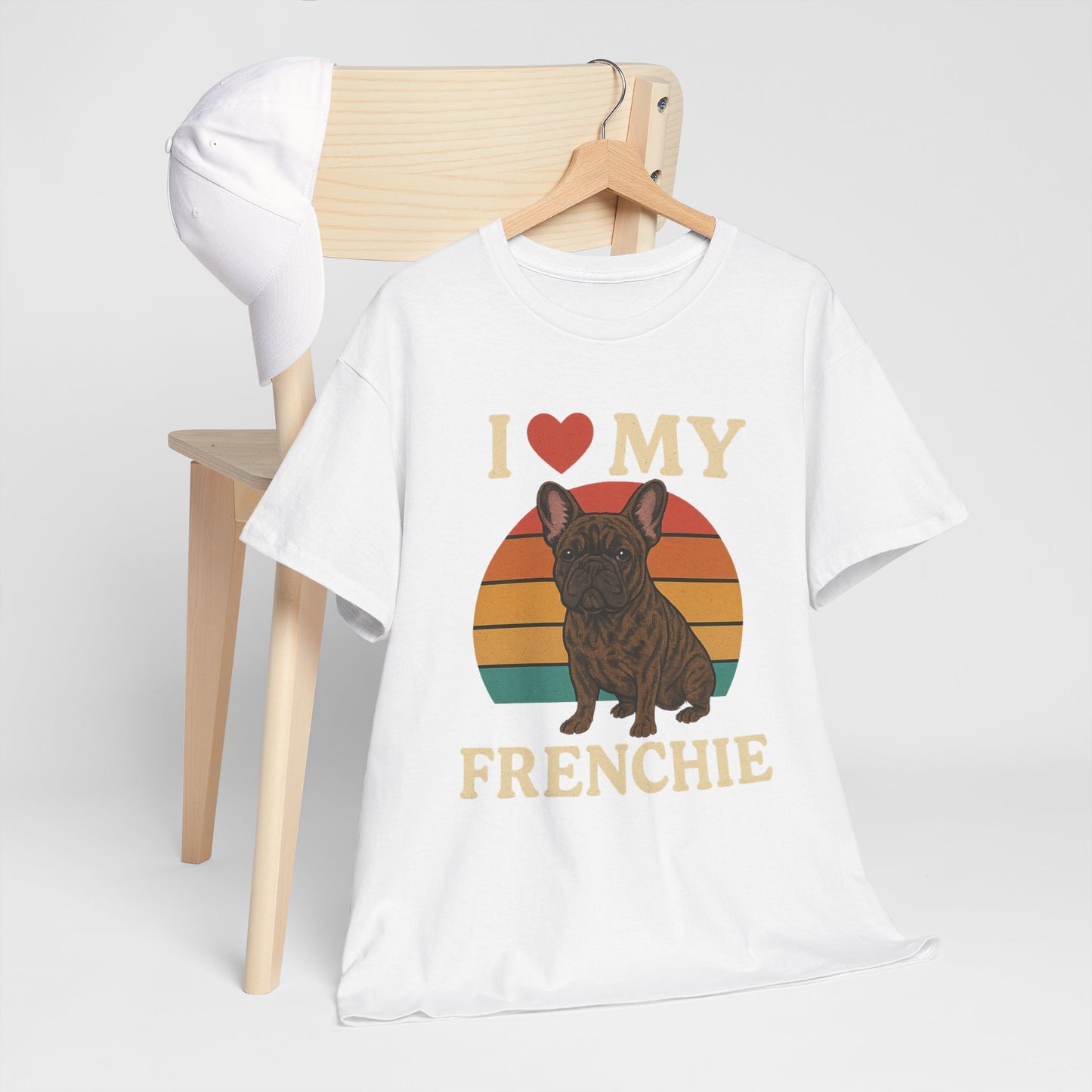 I Love My Frenchie T-Shirt | Retro French Bulldog Tee | Vintage Dog Lover Gift | Frenchie Mom & Dad Shirt | Brindle Bulldog Graphic Top