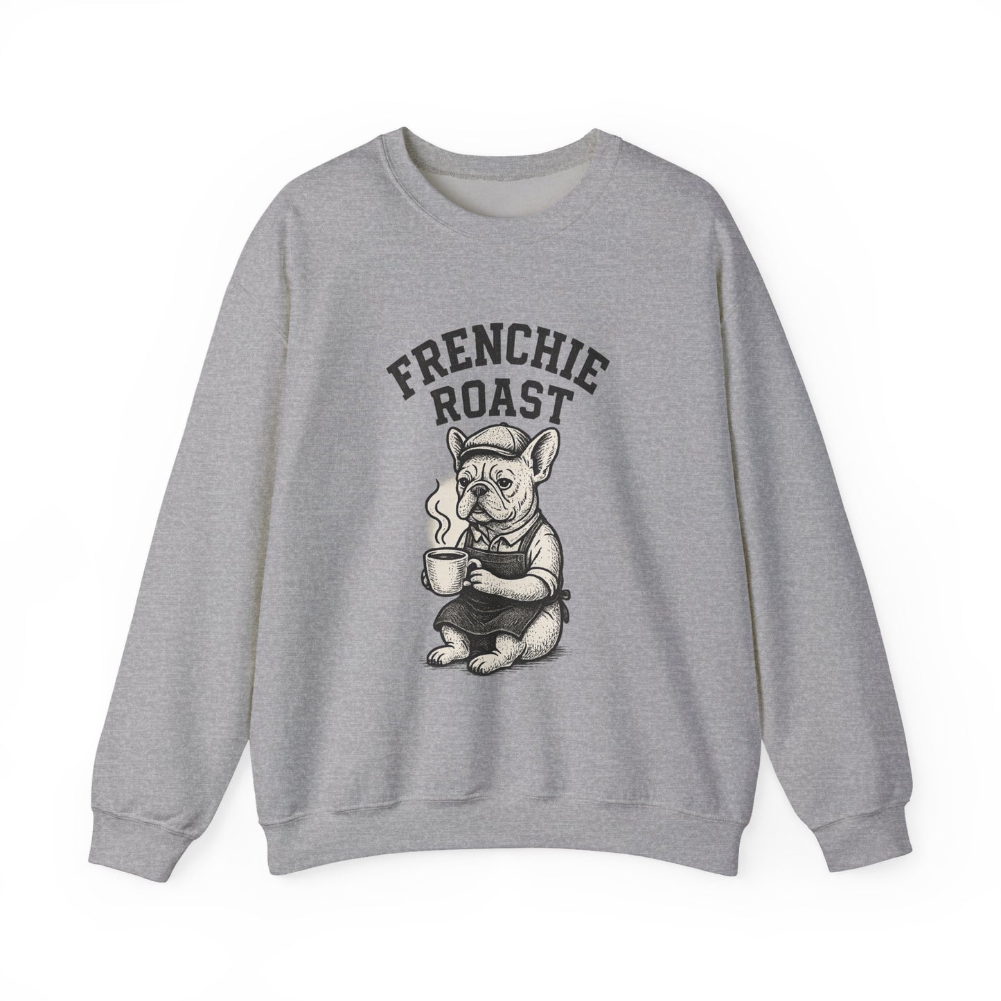 Frenchie Roast Sweatshirt • French Bulldog Coffee Lover Sweater • Cute Barista Dog Pullover • Frenchie Mom Gift • Cozy Dog Lover Crewneck