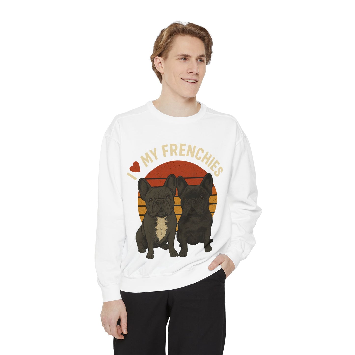 I Love My Frenchies Sweatshirt | Retro French Bulldog Pullover | Vintage Dog Mom Crewneck | Cozy Frenchie Lover Sweater