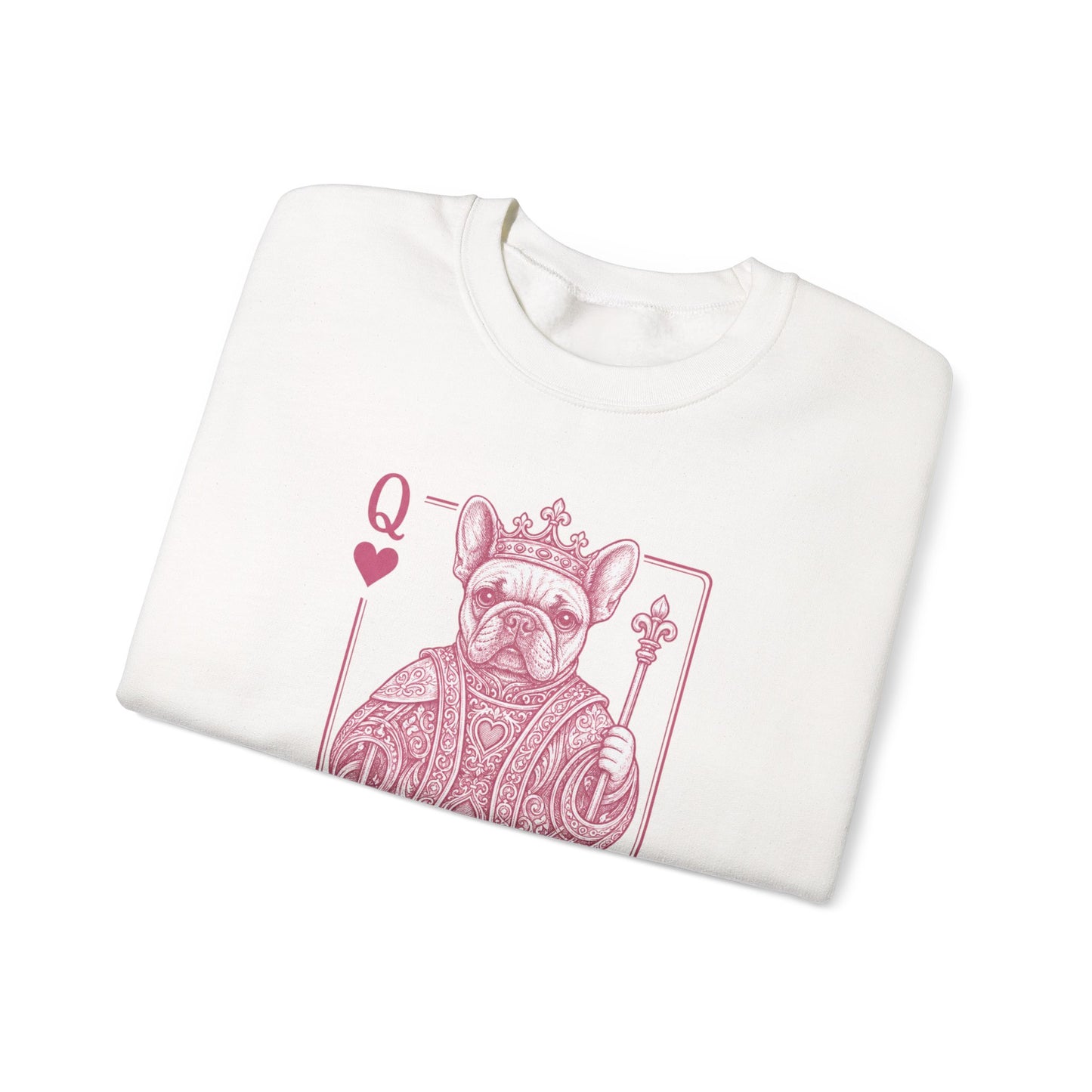 Queen of Hearts French Bulldog Sweatshirt, Frenchie Queen Playing Card Sweatshirt, Dog Mom Crewneck, Royal French Bulldog Gift, Cute Frenchie Sweatshirt