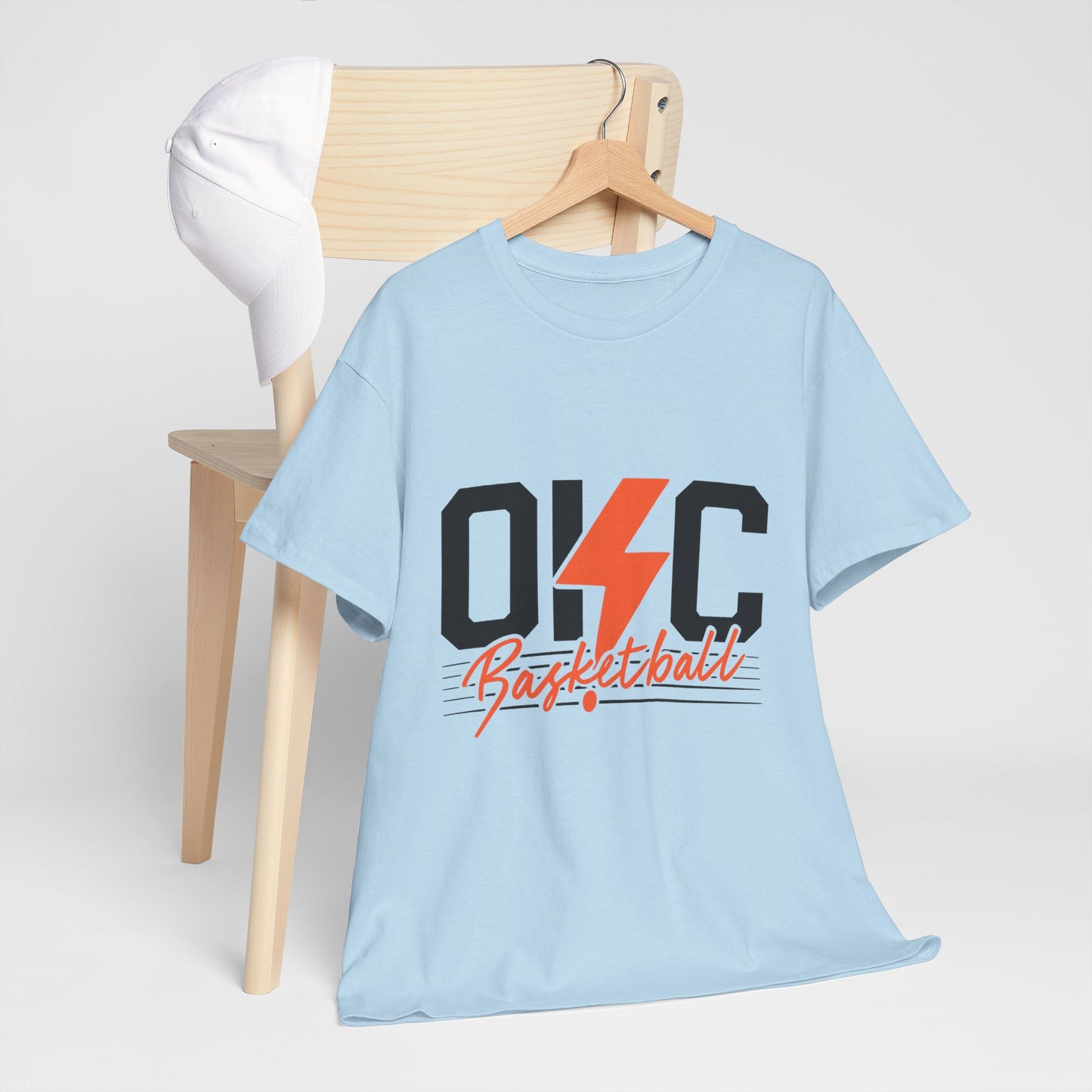 OKC Basketball Lightning Bolt Shirt • Retro Oklahoma City Hoops Tee • Blue & Orange Game Day T-Shirt • Local Basketball Fan Gift
