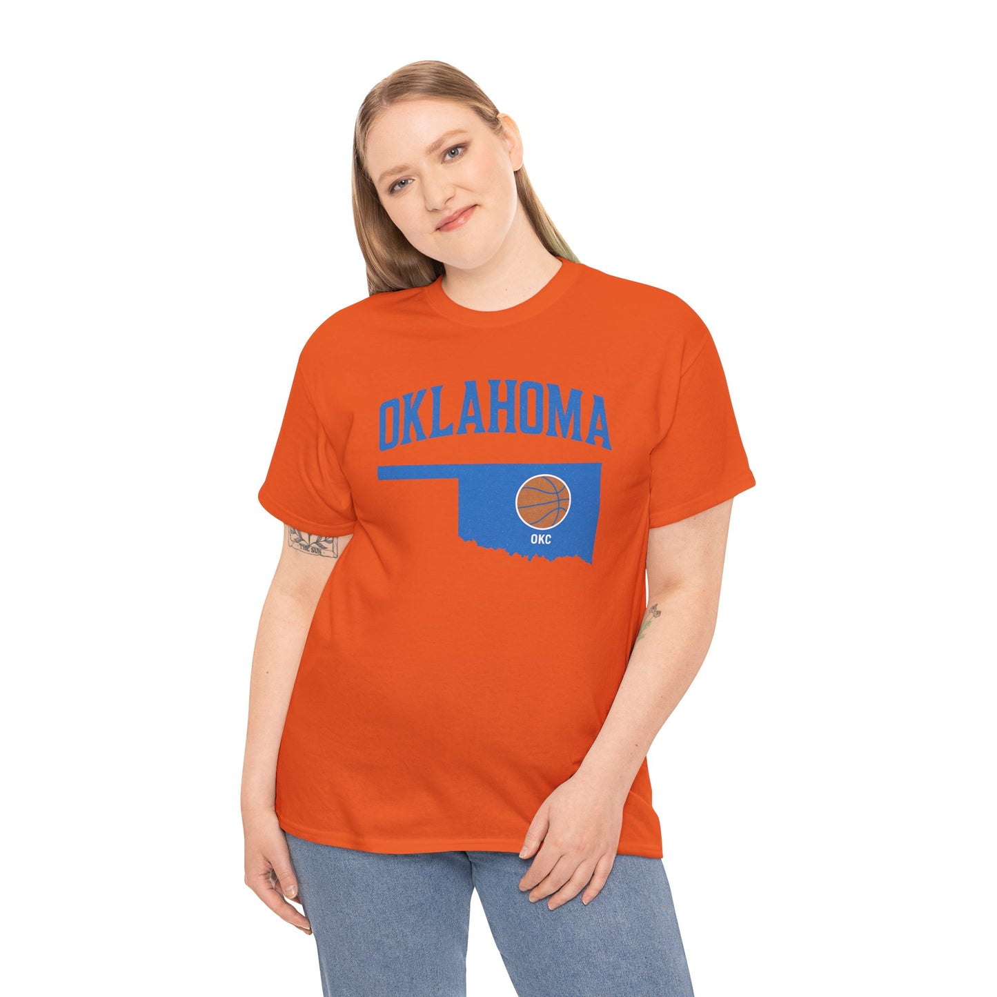 Oklahoma City Basketball Shirt | OKC Basketball Style Tee | Blue & Orange Oklahoma State T-Shir