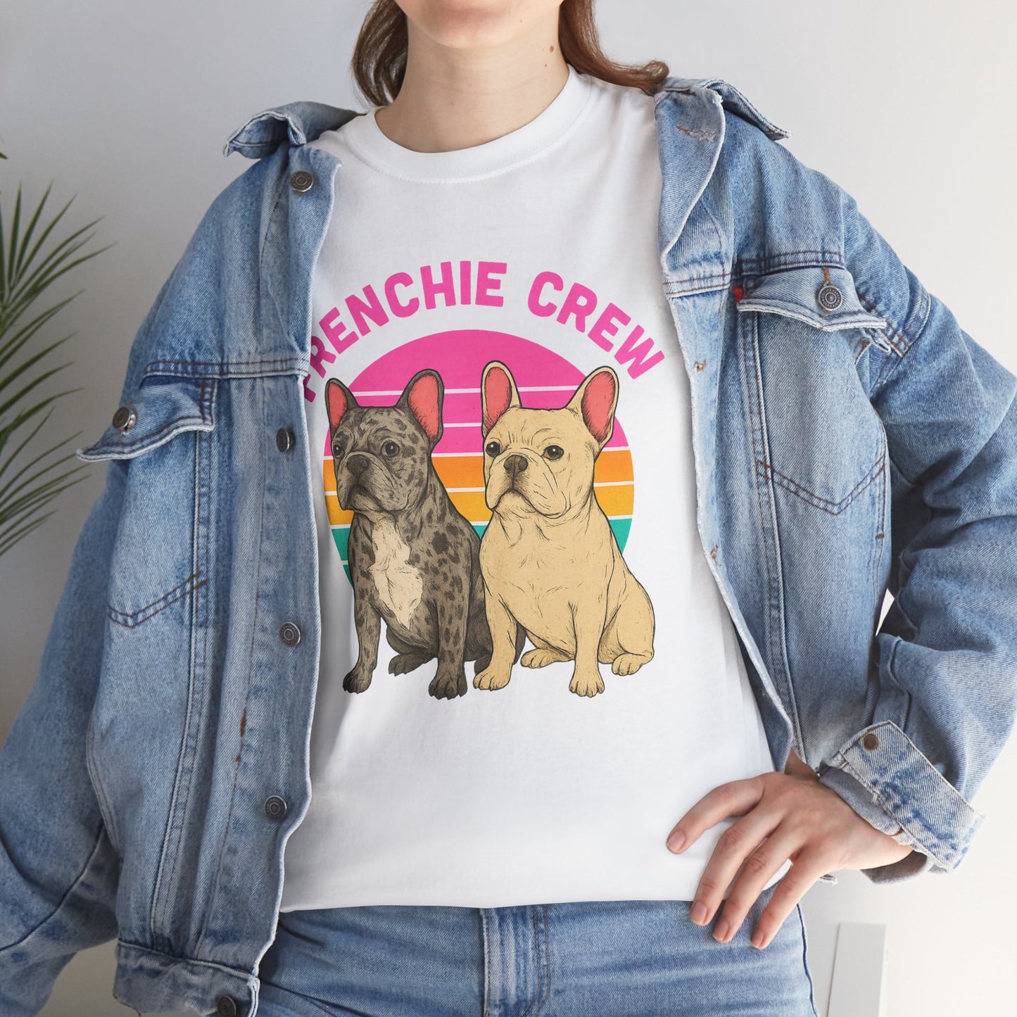 Frenchie Crew T-Shirt | Retro French Bulldog Tee | Merle & Cream Frenchie Dog Lover Shirt | Cute Gift for Frenchie Moms & Dads