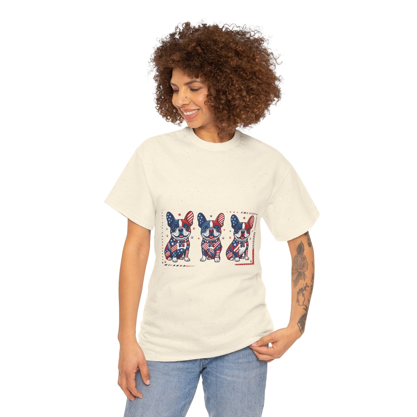 Patriotic French Bulldog Shirt, American Flag Frenchie Trio Tee, Fourth of July Dog Lover Shirt, USA French Bulldog Gift, Frenchie Mom Shirt