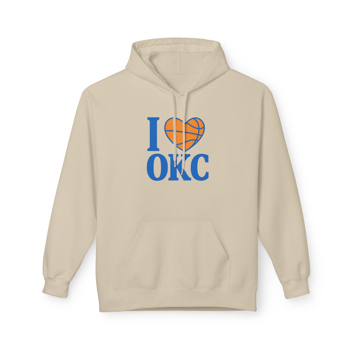 I Love OKC Basketball Hoodie | Oklahoma City Fan Pullover | Blue & Orange Game Day Sweatshirt