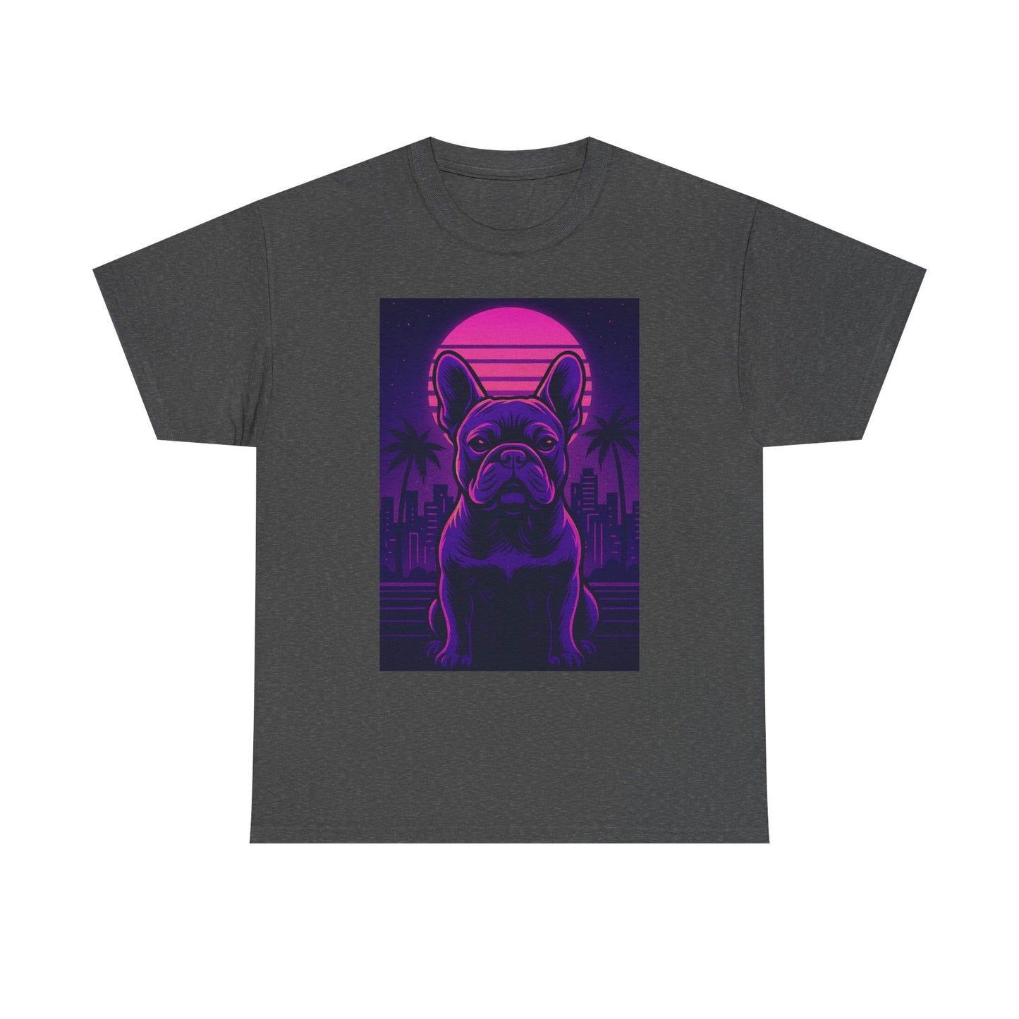 Vaporwave French Bulldog T-Shirt | Retro Neon Dog Tee | 80s Aesthetic Frenchie Shirt | Synthwave Graphic Tee | Cool Gift for Pet Lovers