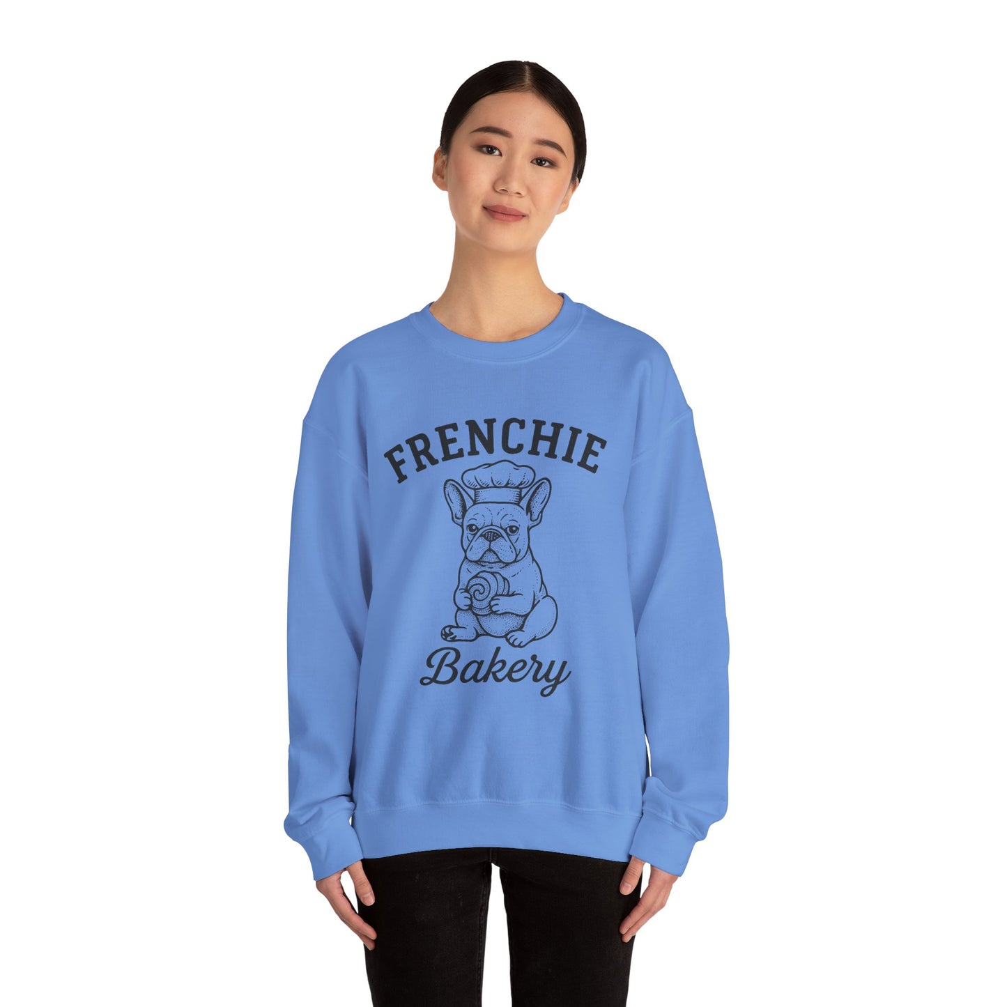Frenchie Bakery Sweatshirt – Cozy French Bulldog Chef Crewneck, Funny Dog Lover Gift, Vintage Bakery-Inspired Frenchie Sweater