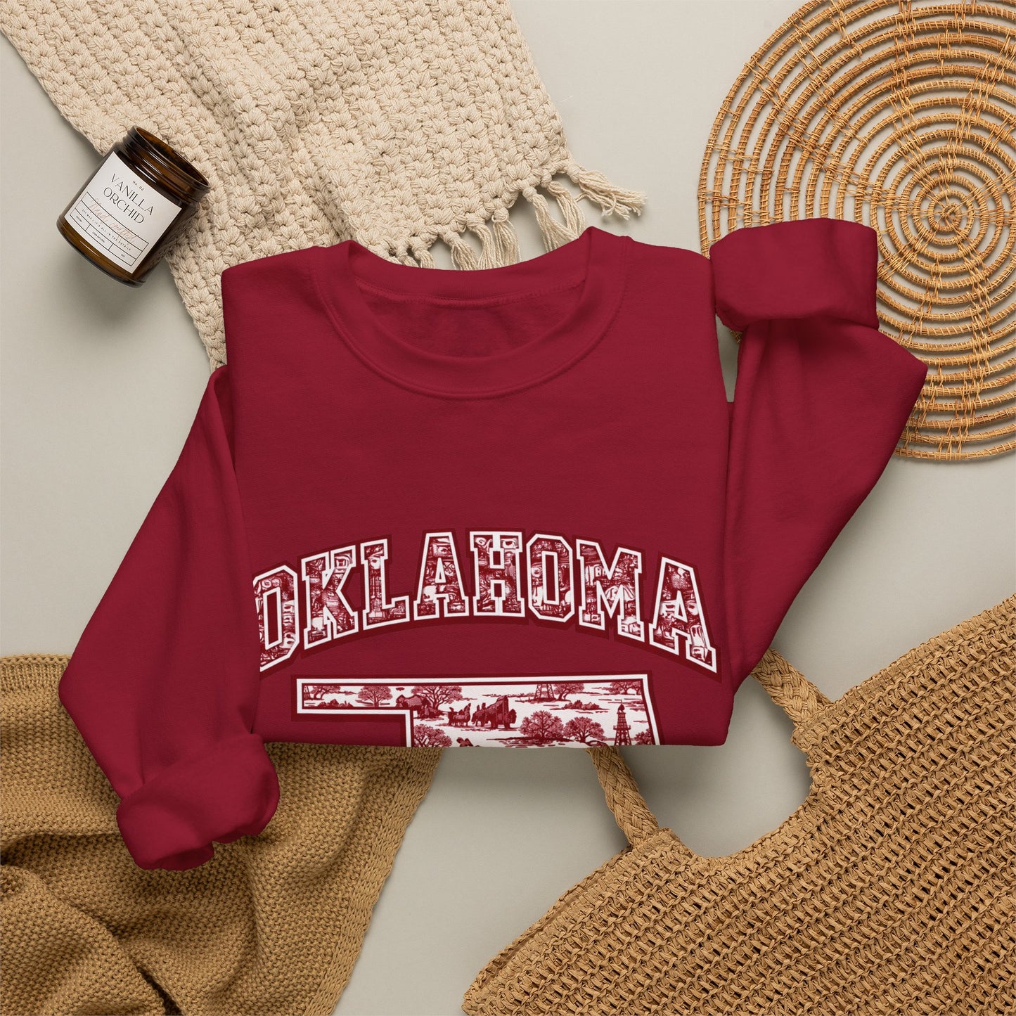 Oklahoma Football Sweatshirt, Oklahoma State Toile Crewneck, Crimson Game Day Sweatshirt, Oklahoma Fan Gift, Vintage Football Crewneck, sooner