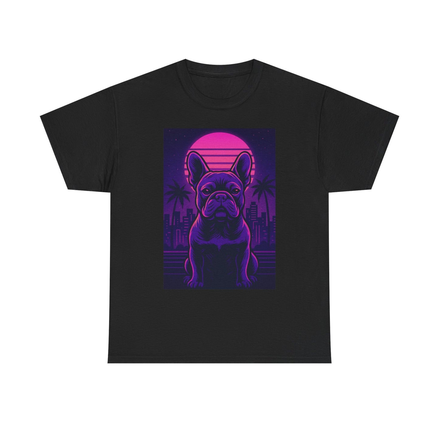 Vaporwave French Bulldog T-Shirt | Retro Neon Dog Tee | 80s Aesthetic Frenchie Shirt | Synthwave Graphic Tee | Cool Gift for Pet Lovers