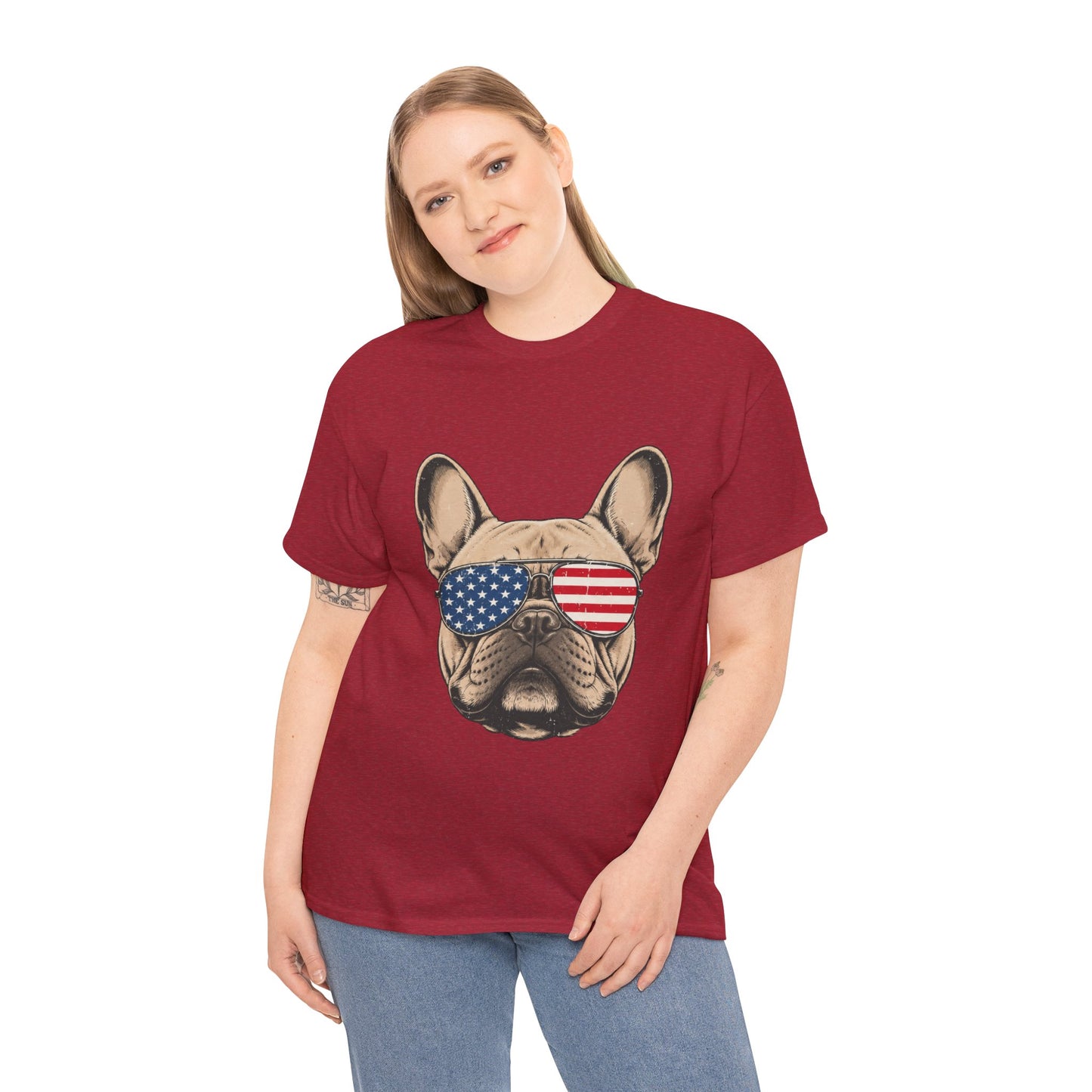 Patriotic French Bulldog Shirt, American Flag Sunglasses Frenchie Tee, Fourth of July Dog Lover Shirt, USA French Bulldog Gift