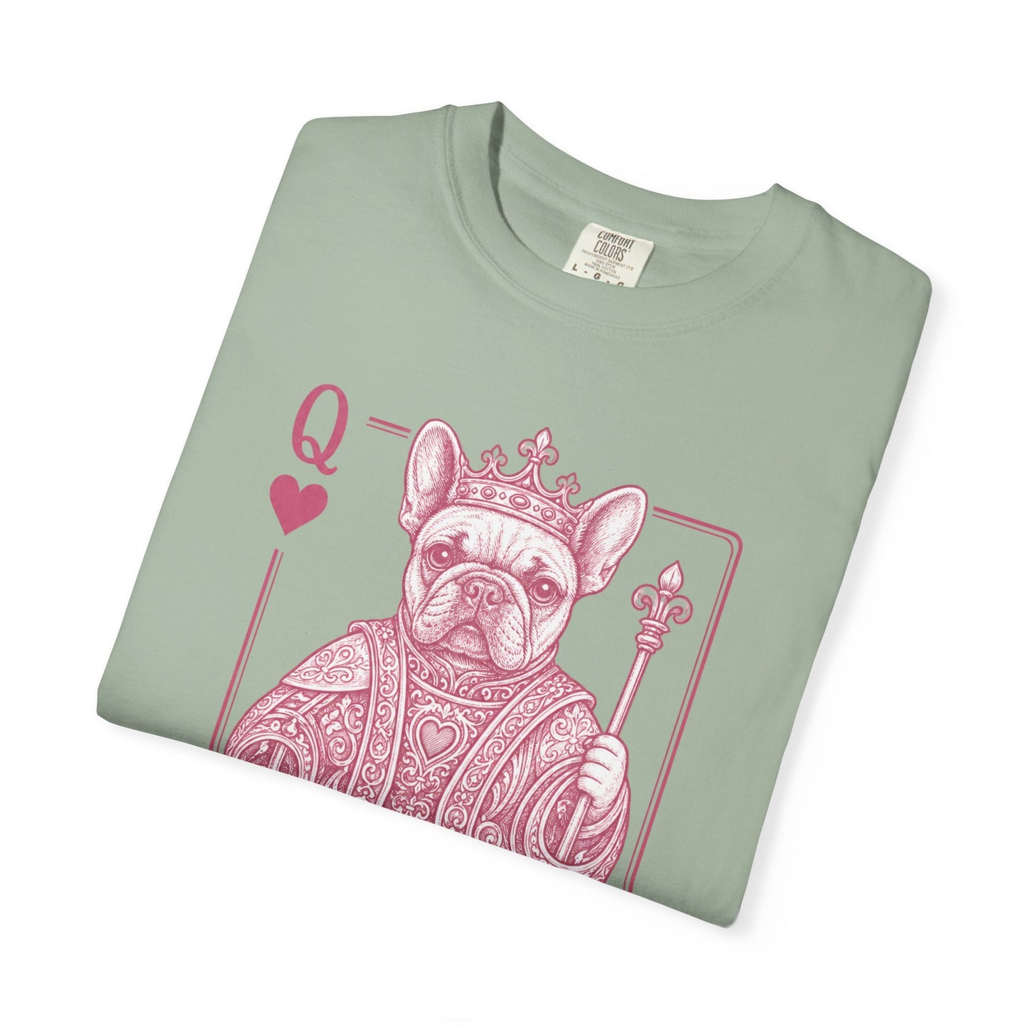 Queen of Hearts French Bulldog Shirt, Frenchie Queen Playing Card Tee, Dog Mom Gift, Cute French Bulldog Graphic Shirt, Royal Frenchie T-Shirt