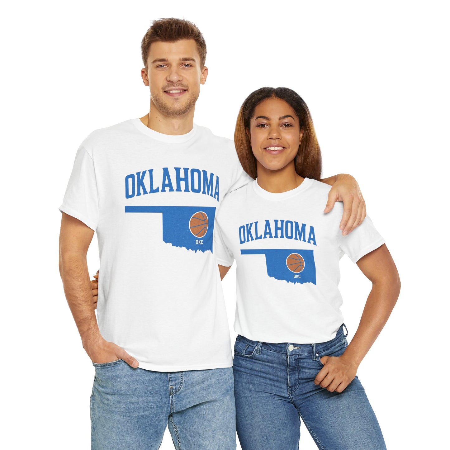 Oklahoma City Basketball Shirt | OKC Basketball Style Tee | Blue & Orange Oklahoma State T-Shir