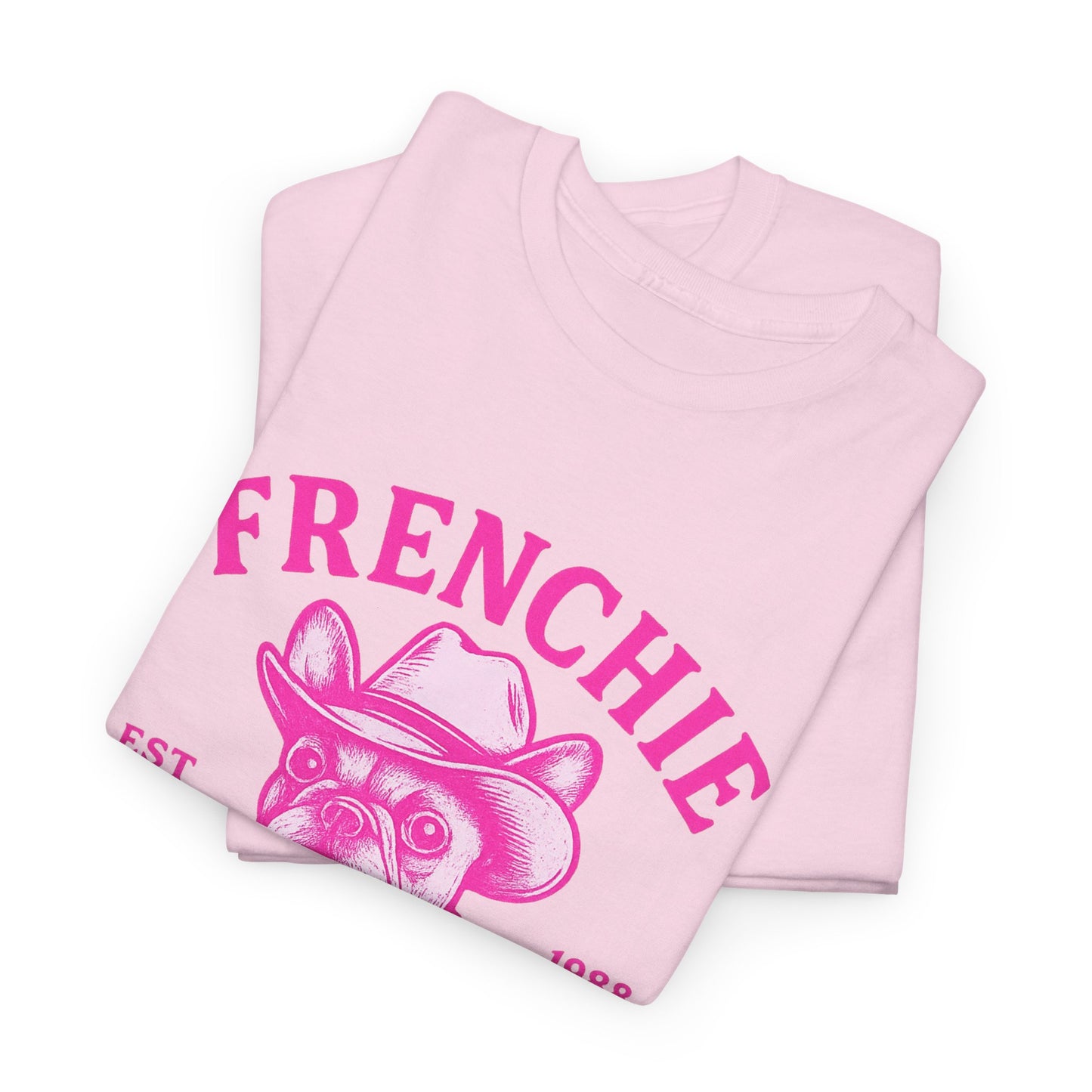 Frenchie Cowboy Club Pink T-Shirt | Hot Pink Western Dog Lover Tee | Tulsa OK French Bulldog Shirt
