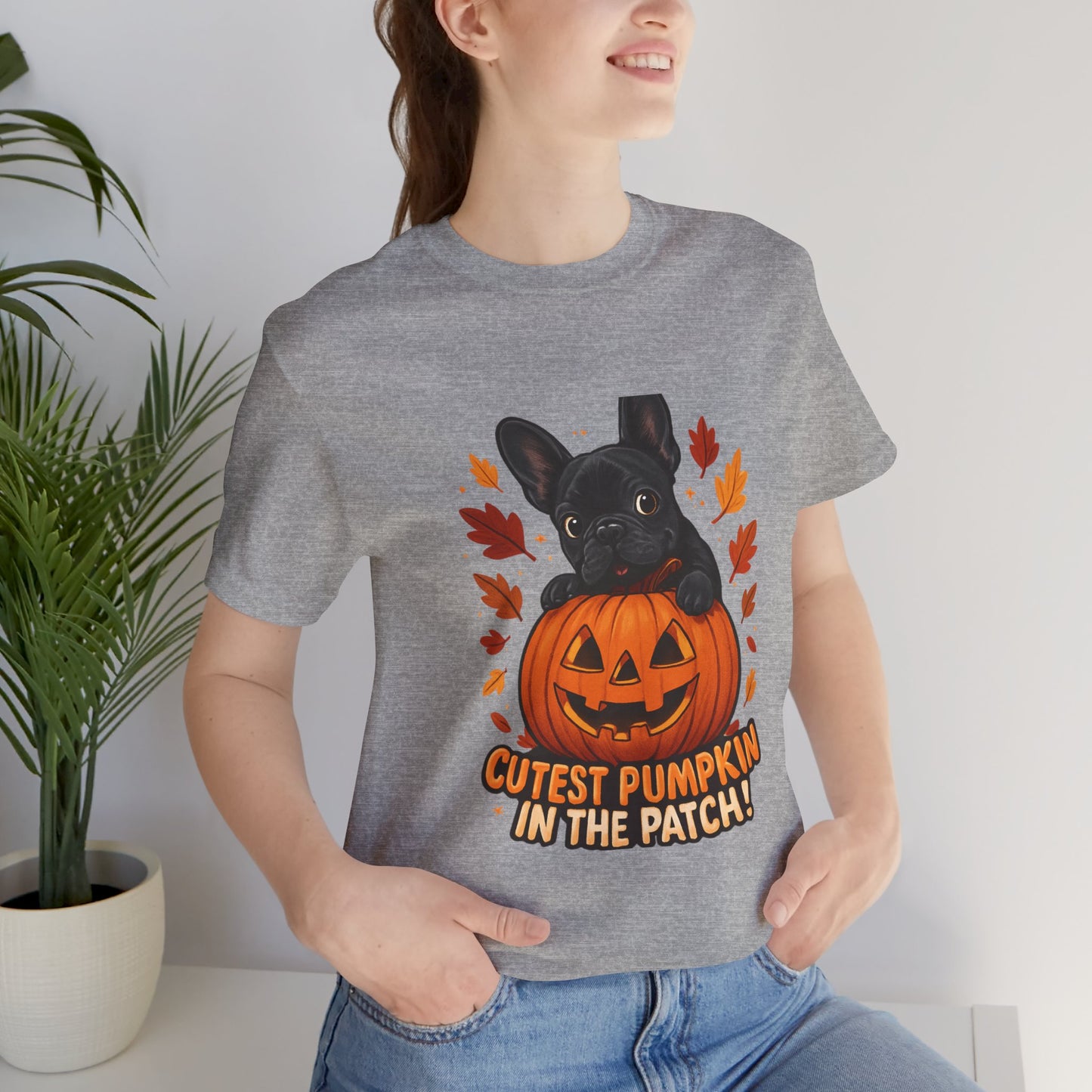 Cutest Pumpkin in the Patch Frenchie T-Shirt | Halloween Dog Lover Tee | Fall French Bulldog Shirt | Cute Pumpkin Patch Graphic Tee